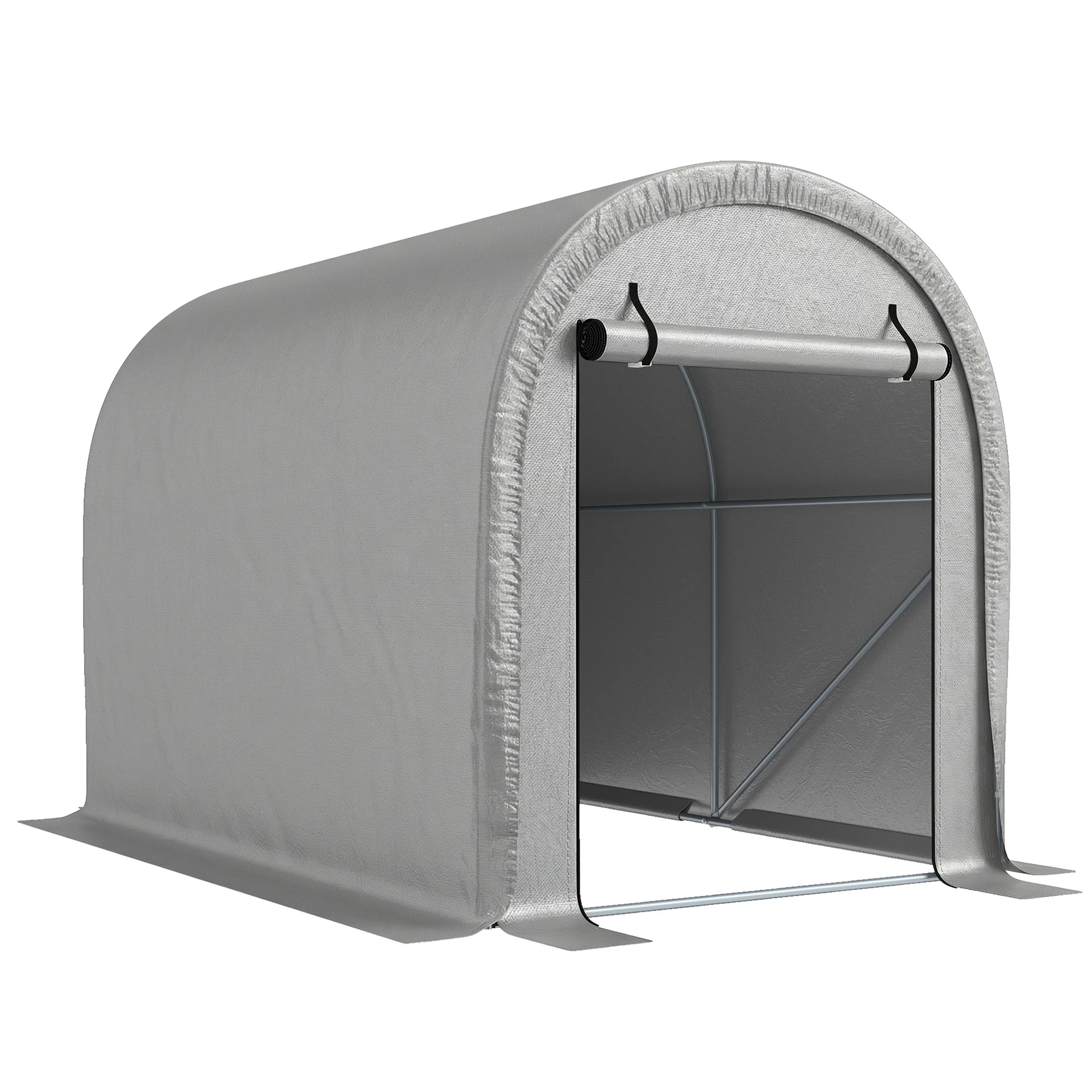 8' x 5' Portable Shed with Roll-up Zipper Door, Light Grey - Image 12