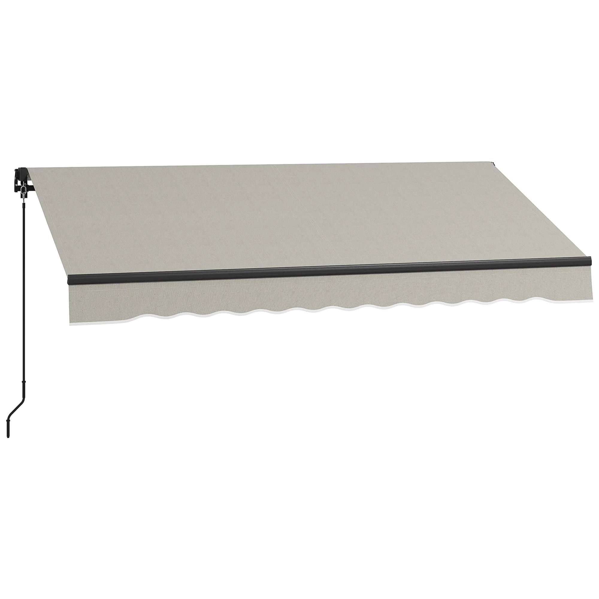 8' x 6.5' Retractable Awning with Manual Crank, 280gsm UV Resistant Fabric and Aluminum Frame, Light Grey - Image 2
