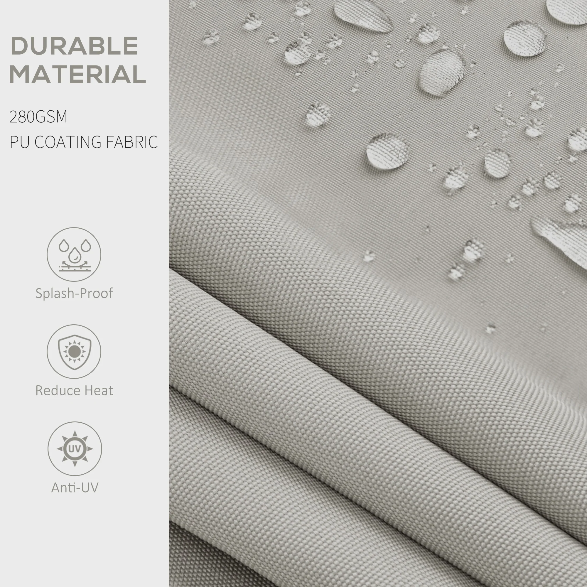 8' x 6.5' Retractable Awning with Manual Crank, 280gsm UV Resistant Fabric and Aluminum Frame, Light Grey - Image 8