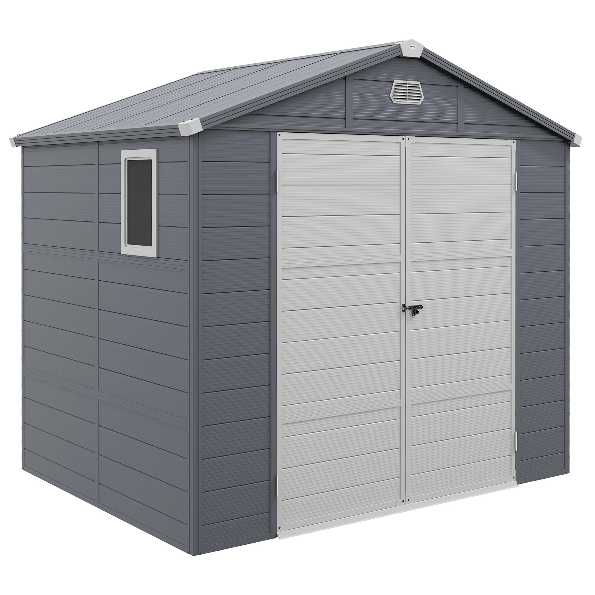8' x 6' Aluminum Frame Storage Shed with Galvanized Foundation, Light Grey