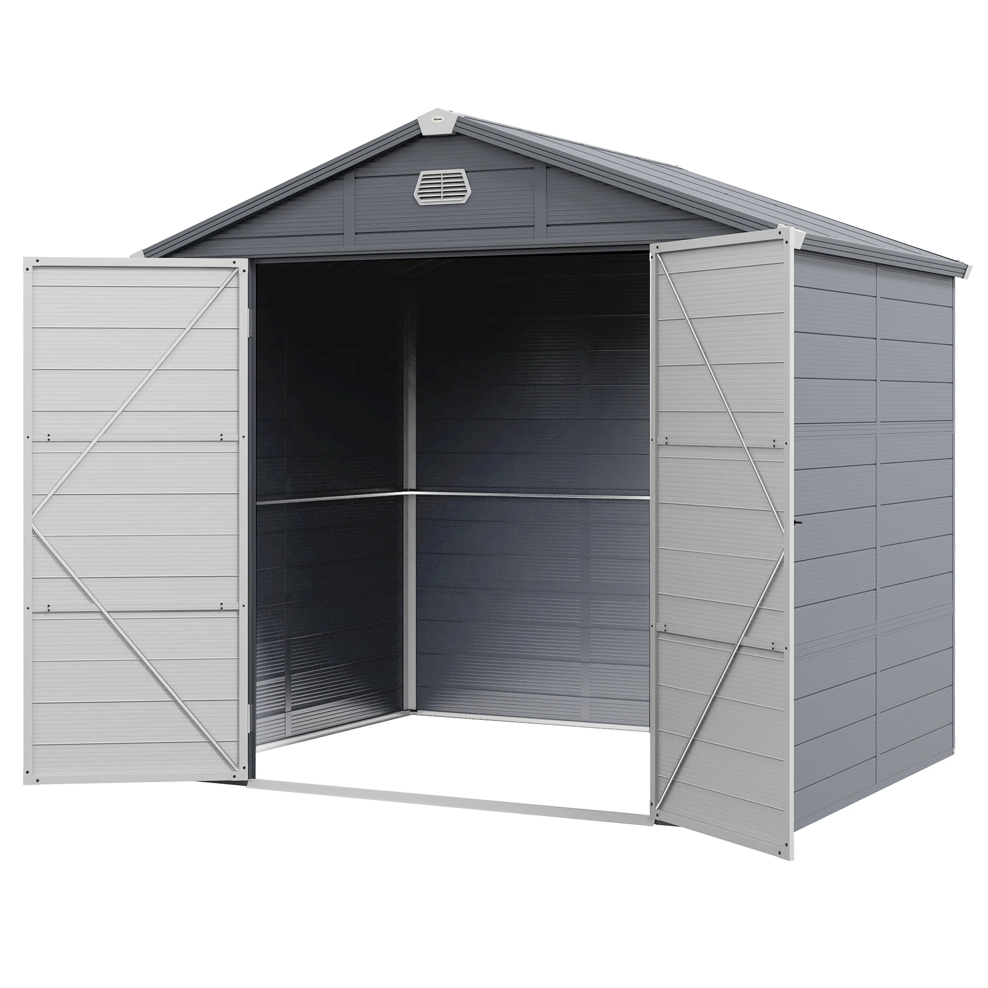 8' x 6' Aluminum Frame Storage Shed with Galvanized Foundation, Light Grey - Image 2