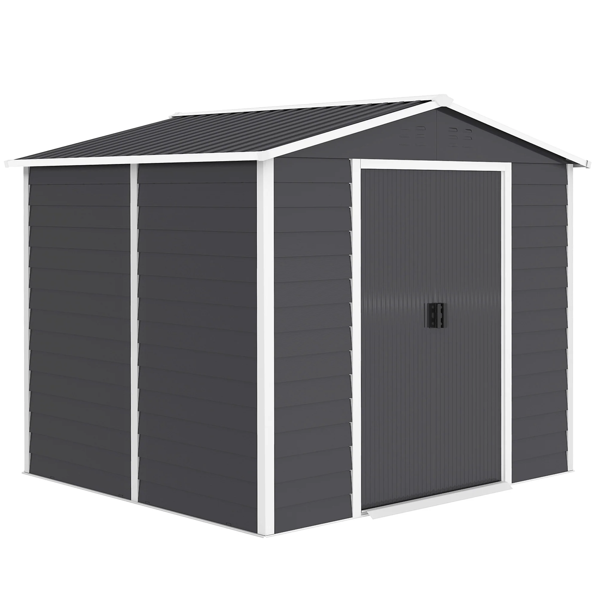 EverBase 8' x 7' Upgraded Storage Shed with Floor Frame and Gloves, Dark Grey - Image 12