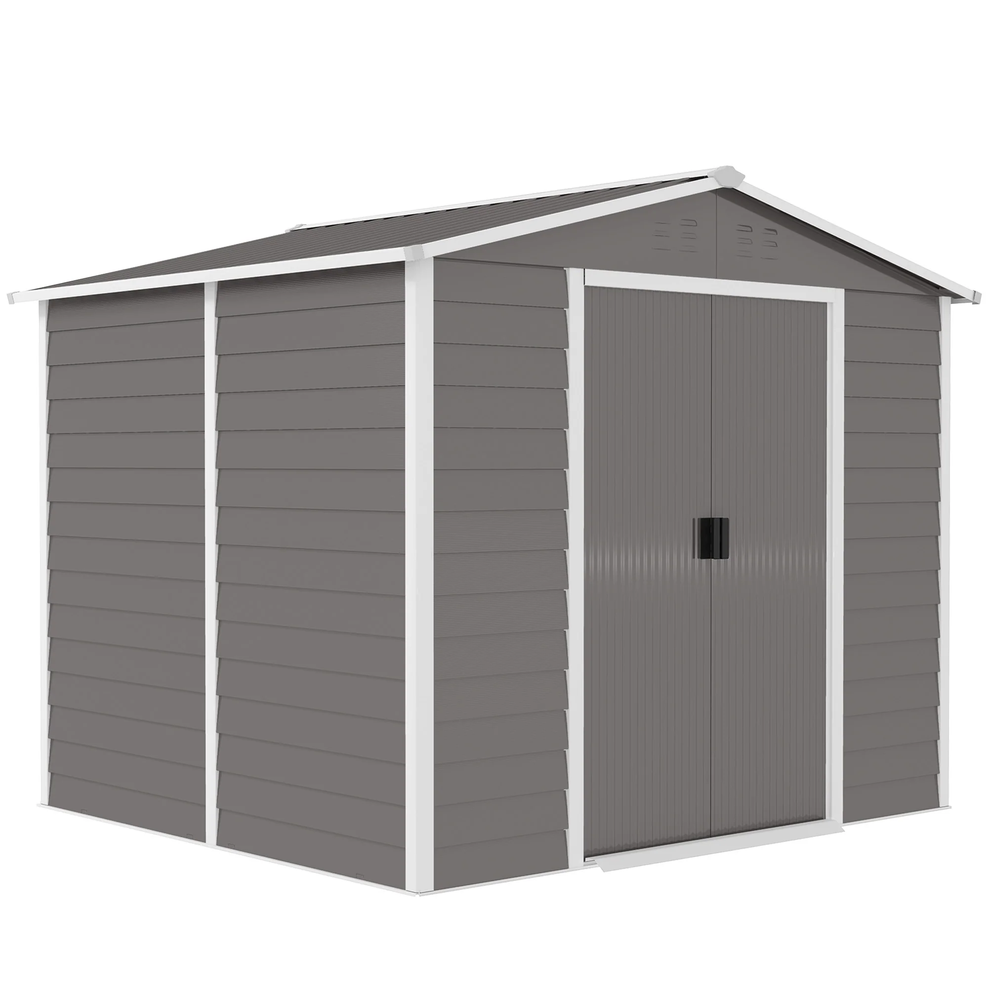 EverBase 8' x 7' Upgraded Storage Shed with Floor Frame and Gloves, Light Grey - Image 12