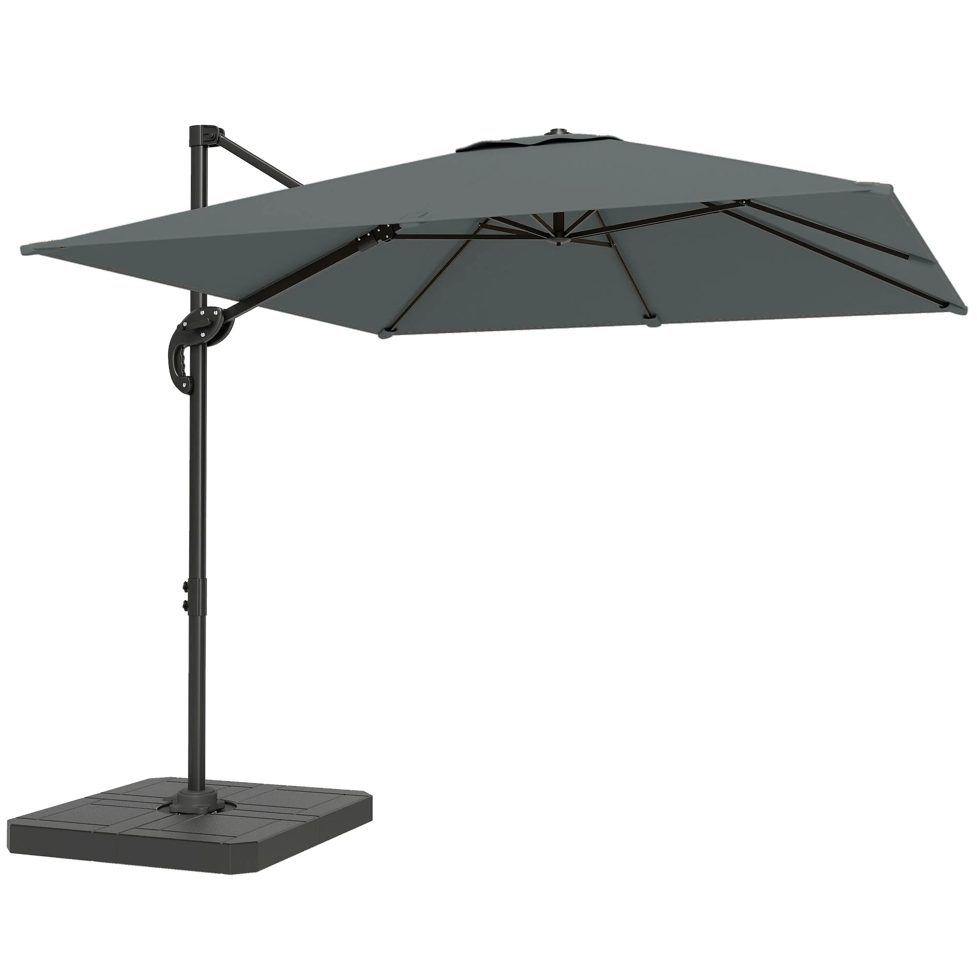 8' x 8' Cantilever Patio Umbrella with Base Weights, Dark Grey - Image 12