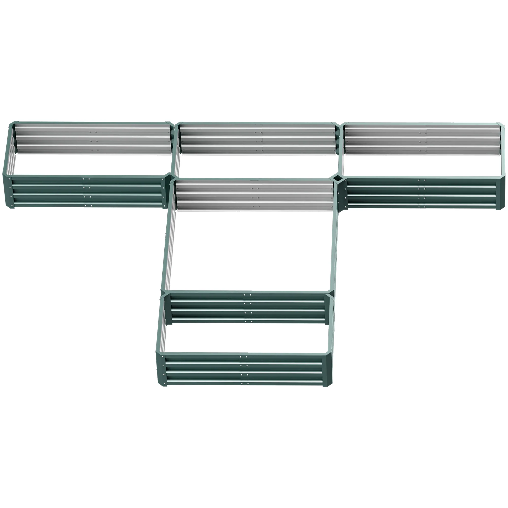 8 x 8ft DIY Raised Garden Bed, Set of 5 Large Steel Box Planters for Outdoor Plants, Vegetables, Flowers, Herbs, Easy Assembly, Green - Image 2