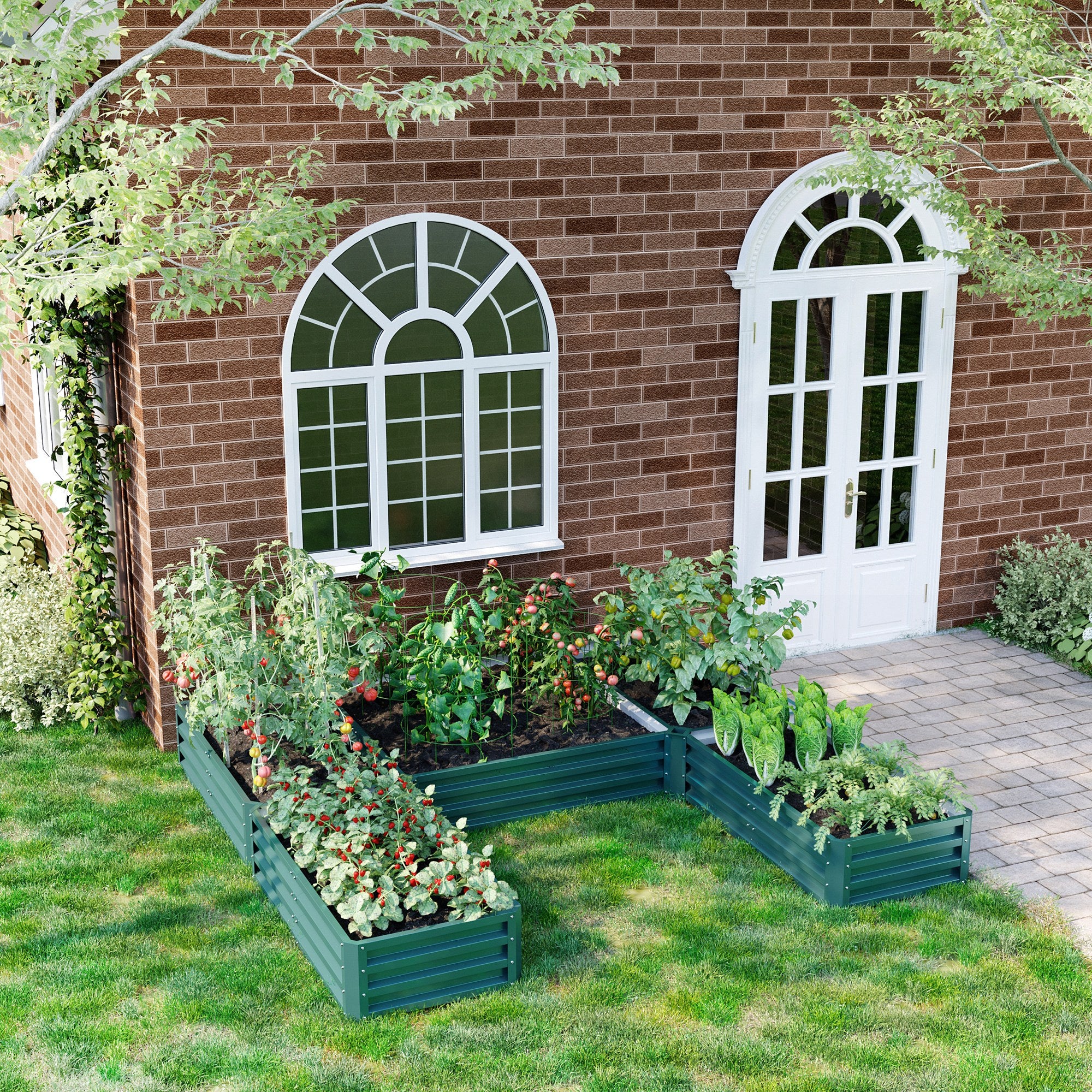 8 x 8ft DIY Raised Garden Bed, Set of 5 Large Steel Box Planters for Outdoor Plants, Vegetables, Flowers, Herbs, Easy Assembly, Green - Image 3