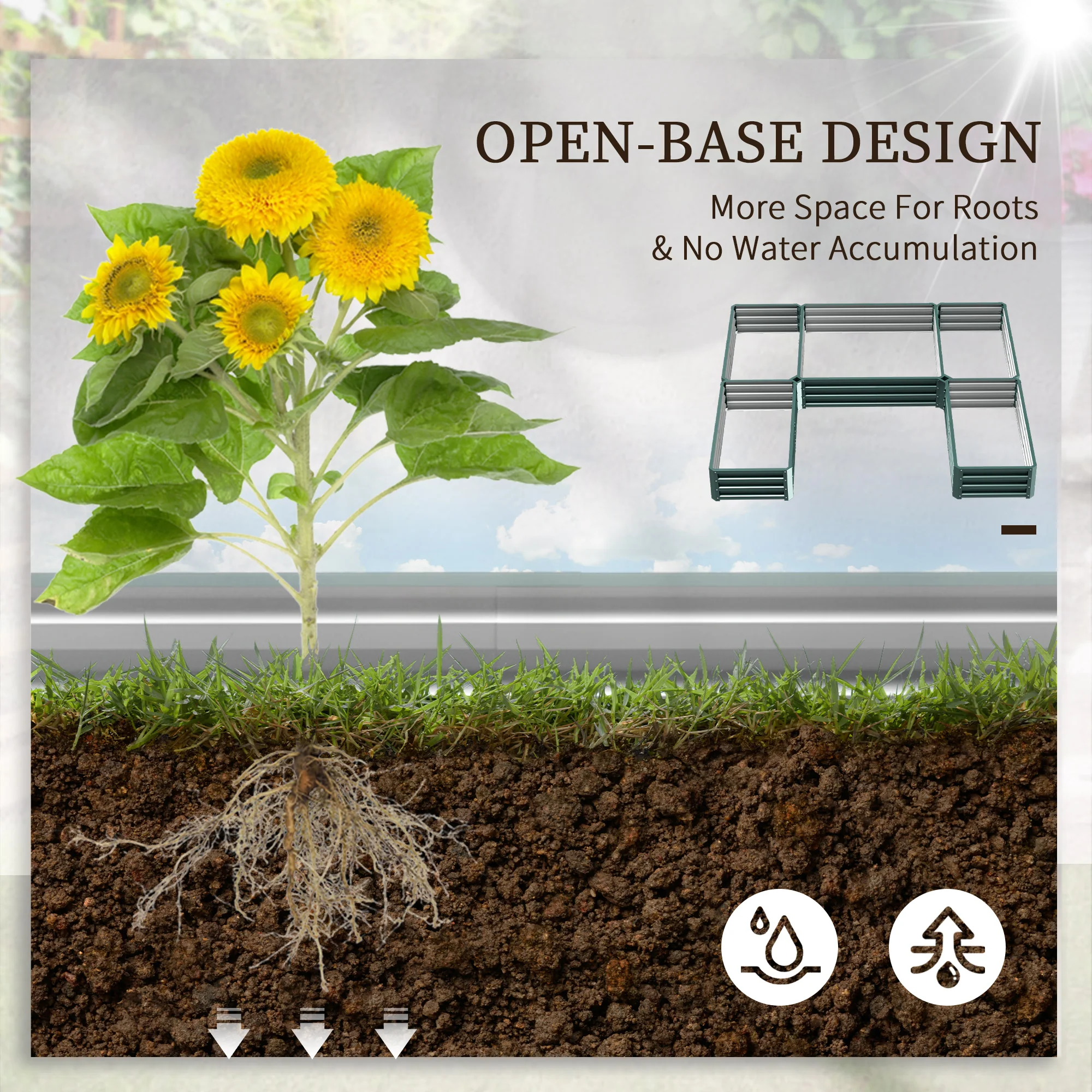 8 x 8ft DIY Raised Garden Bed, Set of 5 Large Steel Box Planters for Outdoor Plants, Vegetables, Flowers, Herbs, Easy Assembly, Green - Image 7