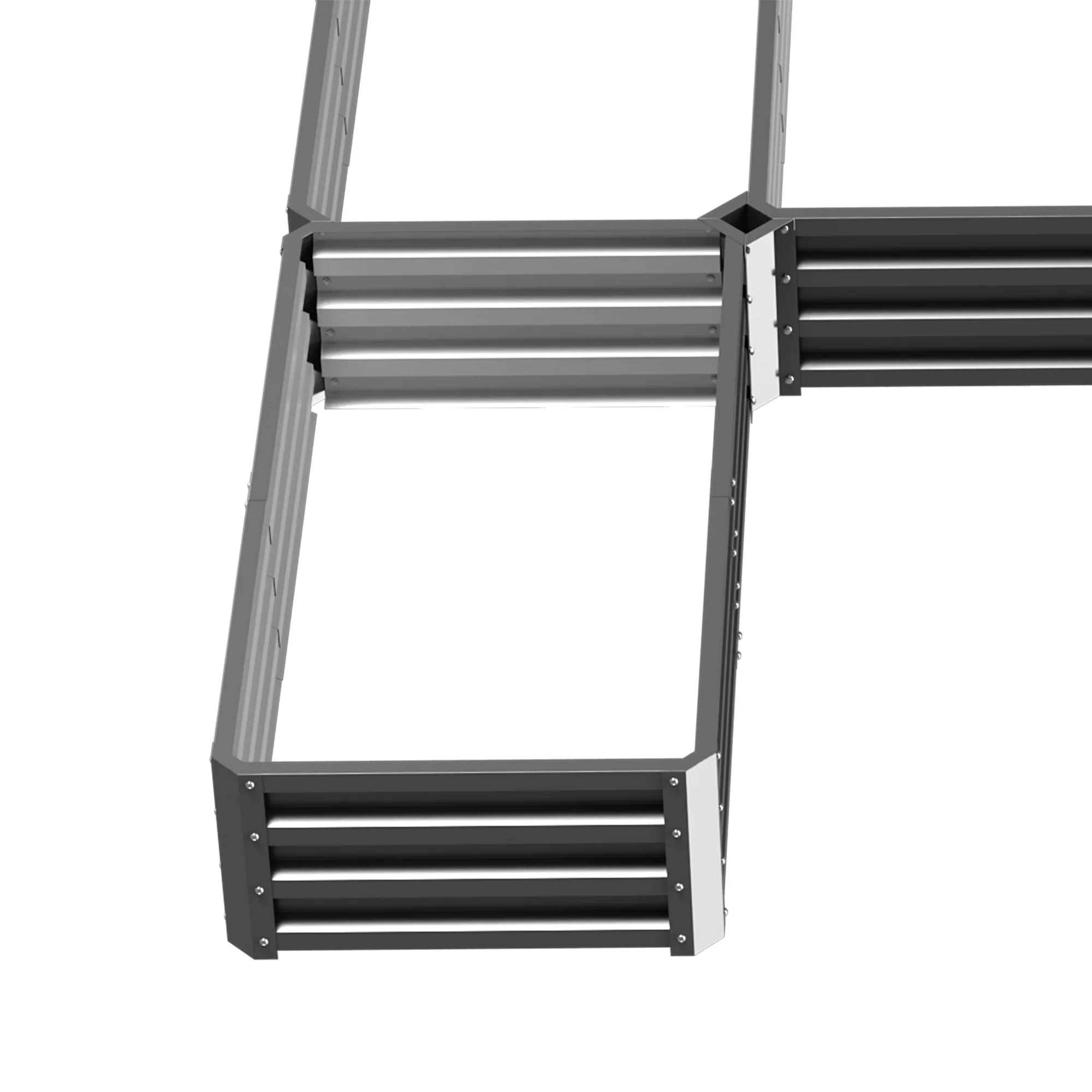 8 x 8ft DIY Raised Garden Bed, Set of 5 Large Steel Box Planters for Outdoor Plants, Vegetables, Flowers, Herbs, Easy Assembly, Grey - Image 11