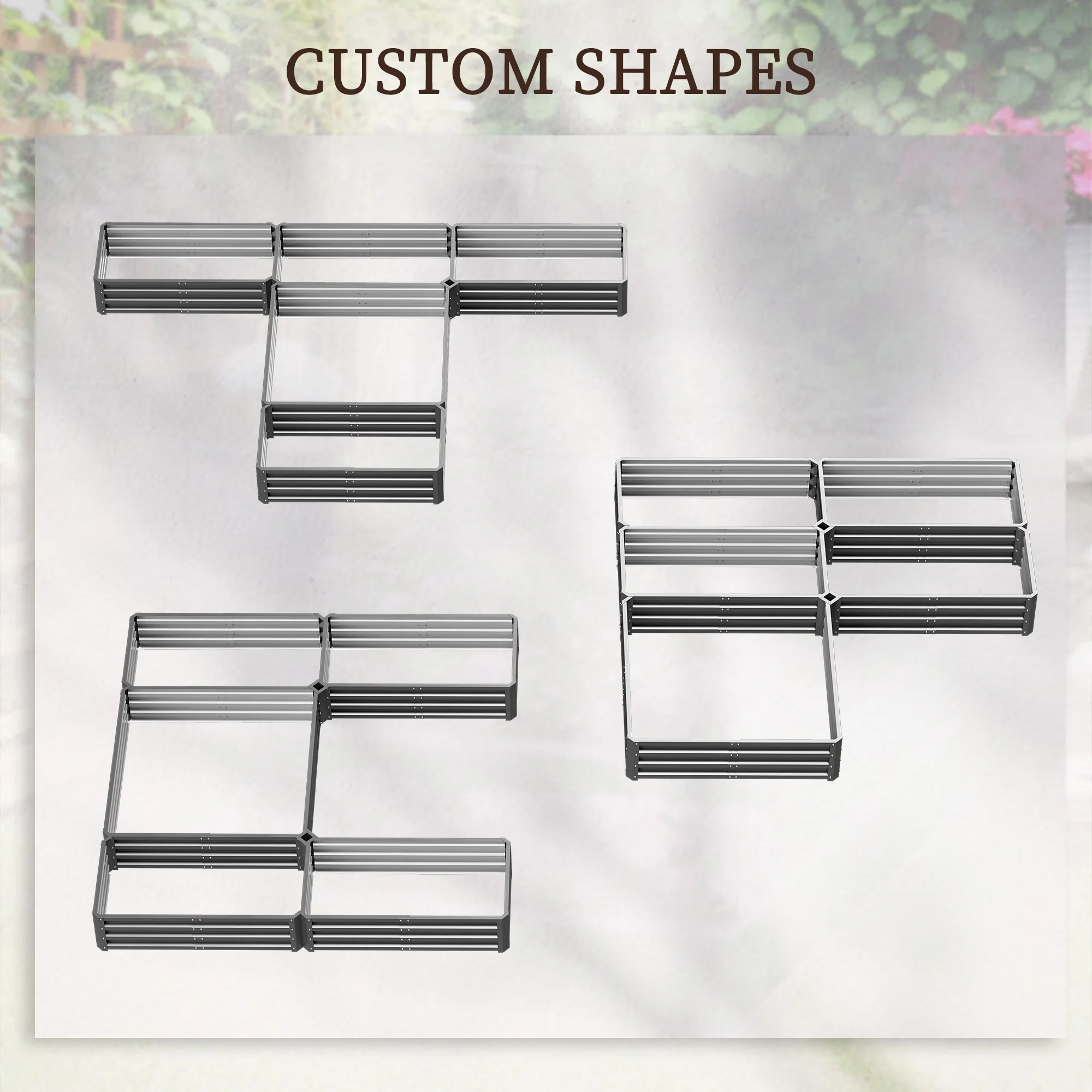 8 x 8ft DIY Raised Garden Bed, Set of 5 Large Steel Box Planters for Outdoor Plants, Vegetables, Flowers, Herbs, Easy Assembly, Grey - Image 6