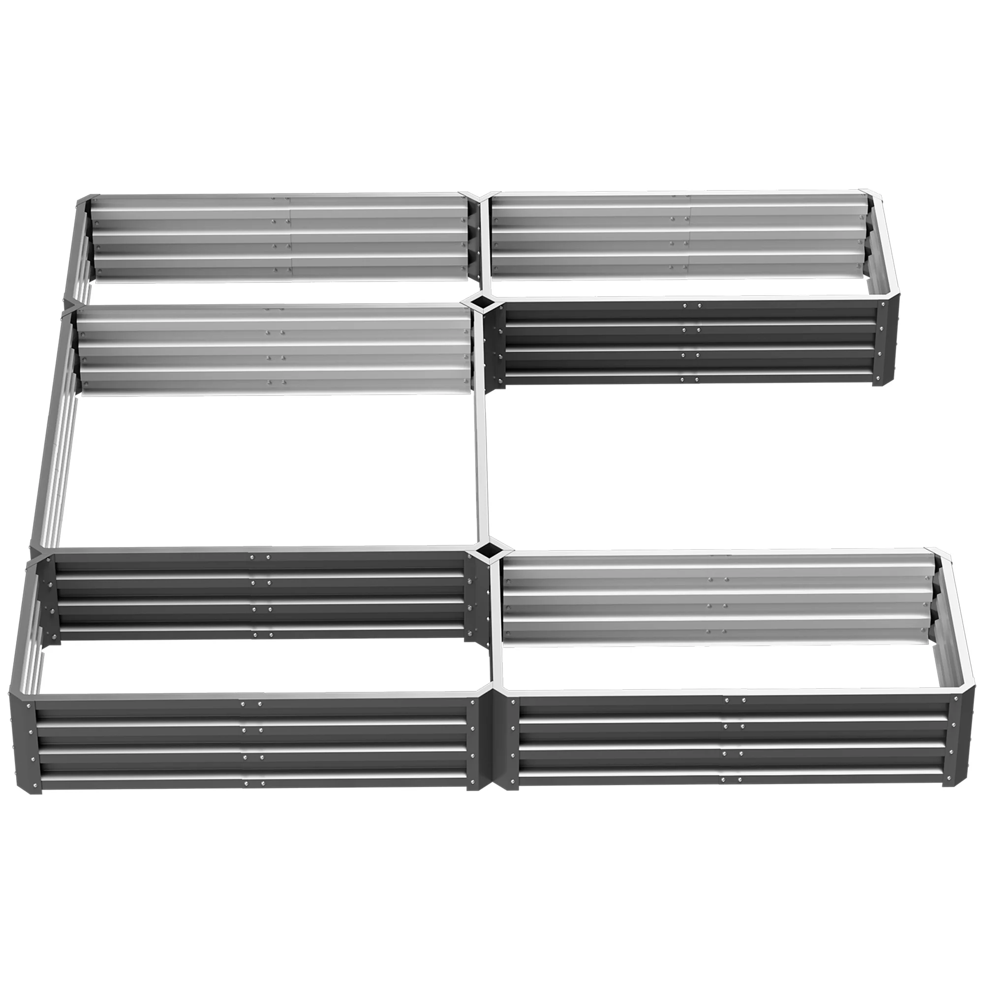 8 x 8ft DIY Raised Garden Bed, Set of 5 Large Steel Box Planters for Outdoor Plants, Vegetables, Flowers, Herbs, Easy Assembly, Grey - Image 9