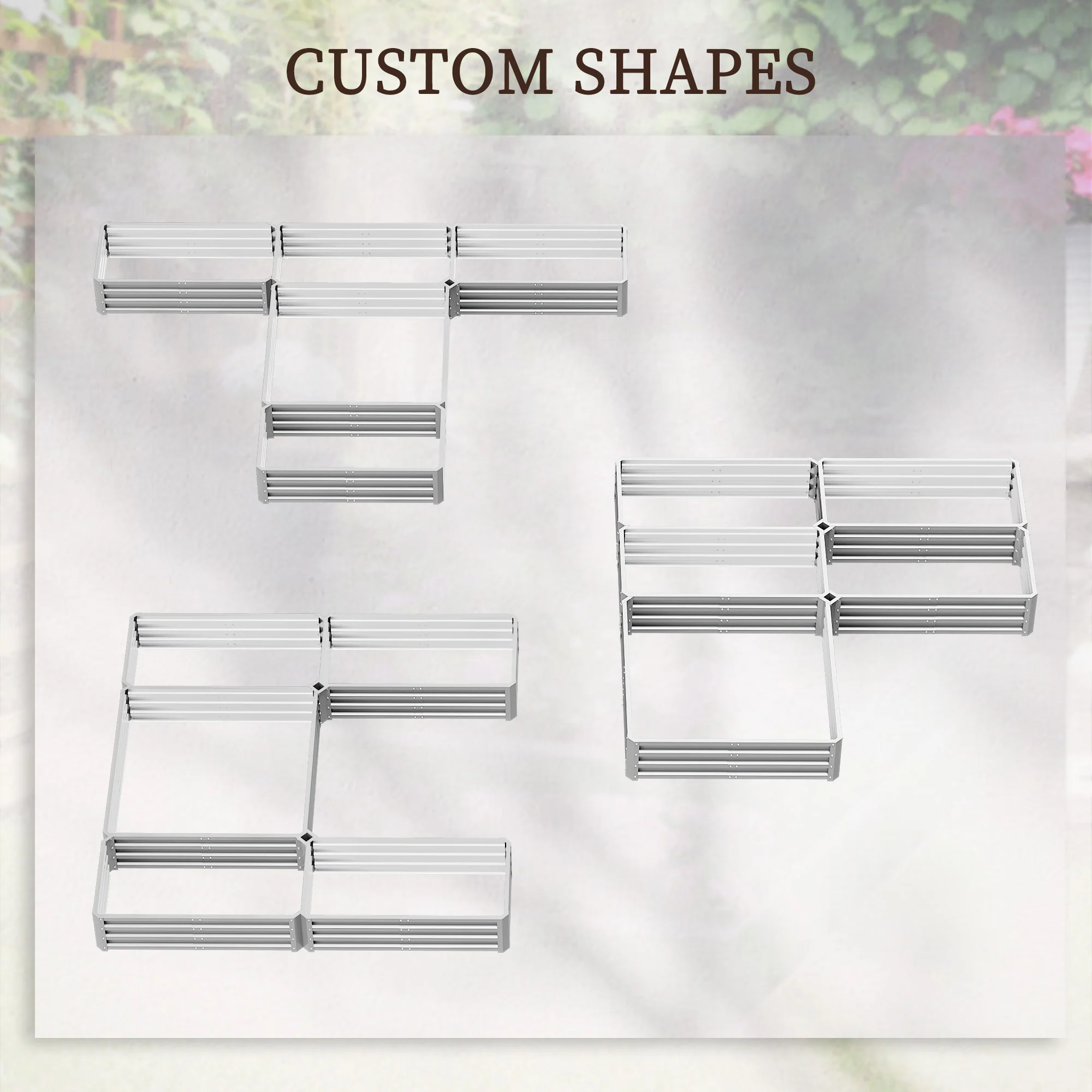 8 x 8ft DIY Raised Garden Bed, Set of 5 Large Steel Box Planters for Outdoor Plants, Vegetables, Flowers, Herbs, Easy Assembly, Silver - Image 6