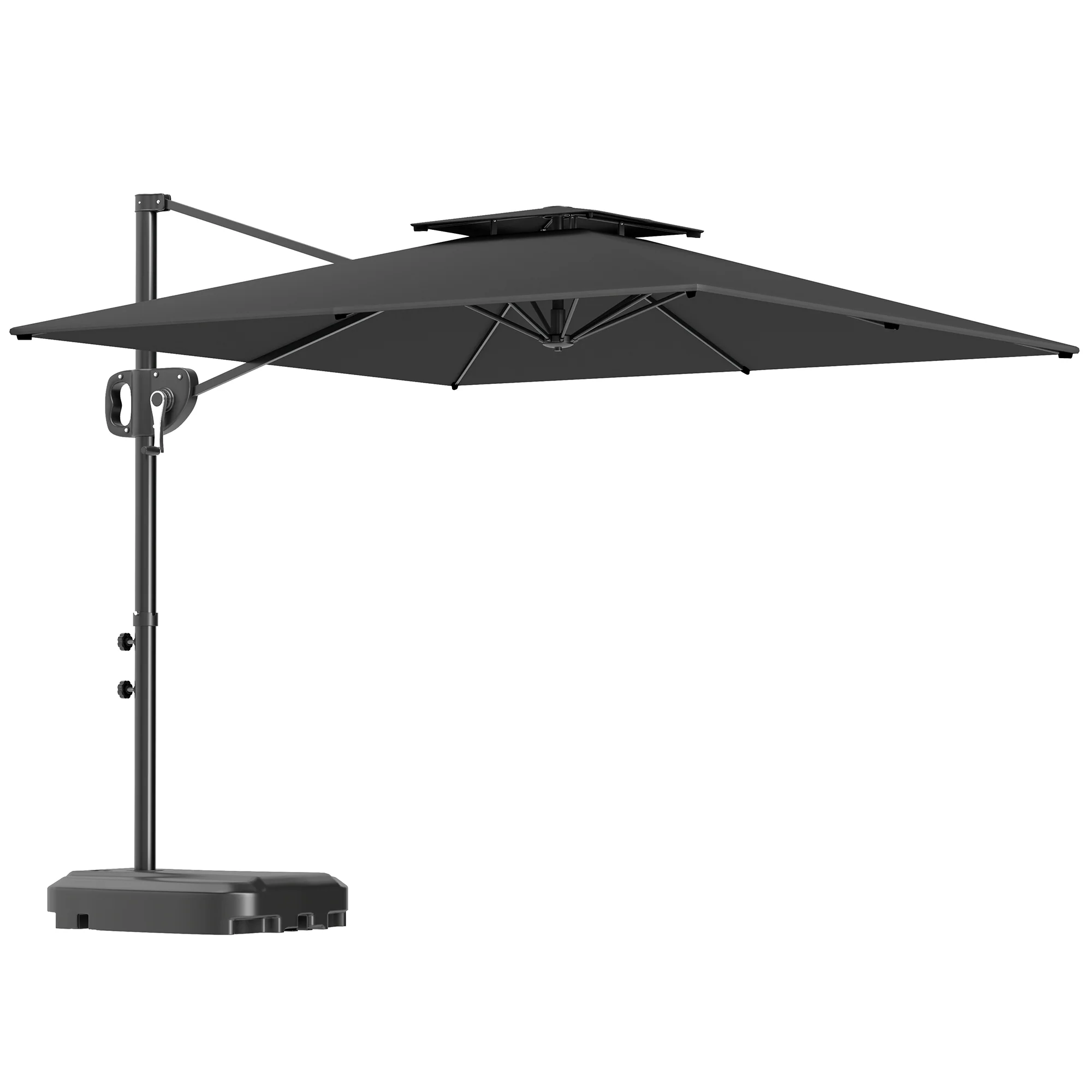 8' x 9' Square Cantilever Patio Umbrella with Fillable Base, Dark Grey - Image 11