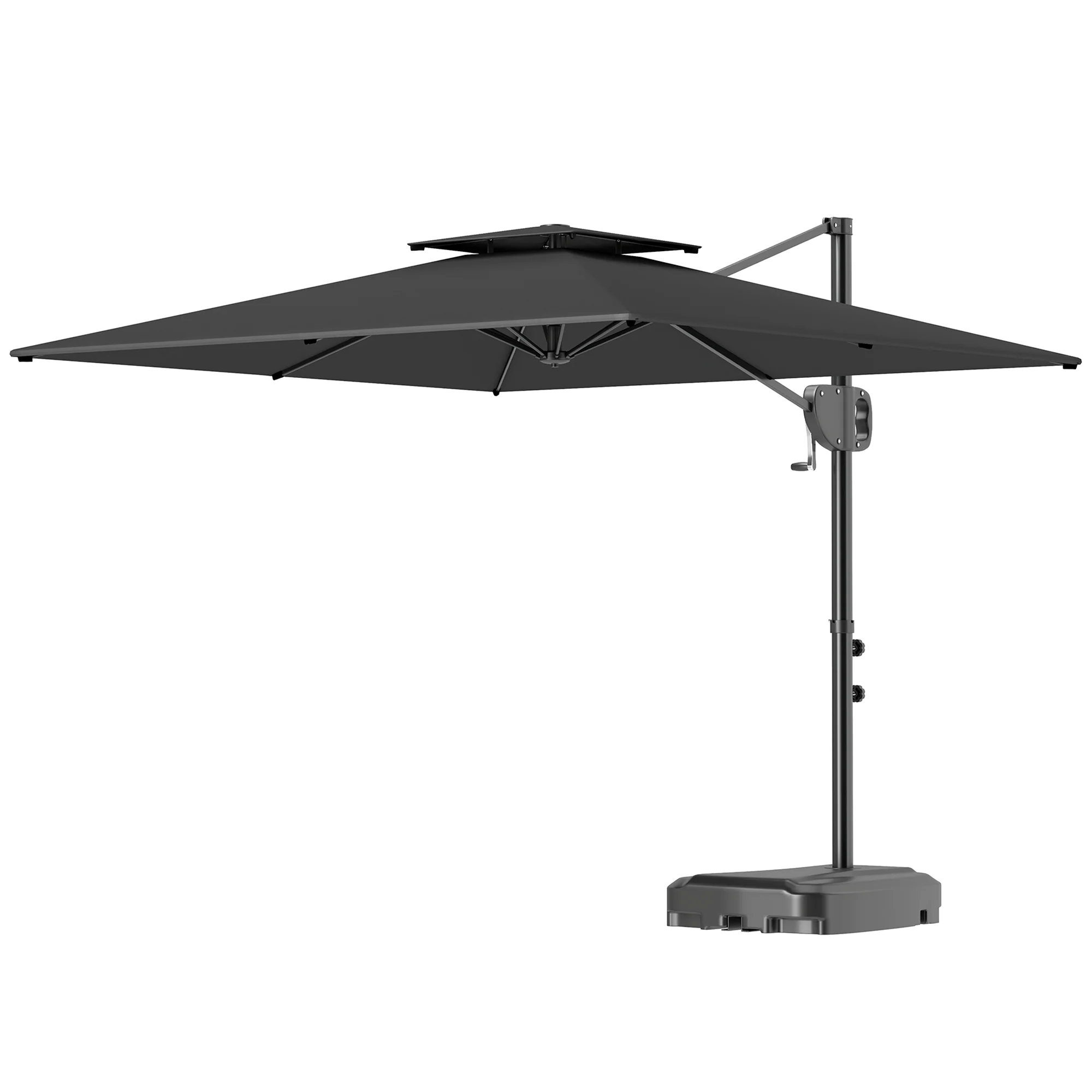 8' x 9' Square Cantilever Patio Umbrella with Fillable Base, Dark Grey - Image 2
