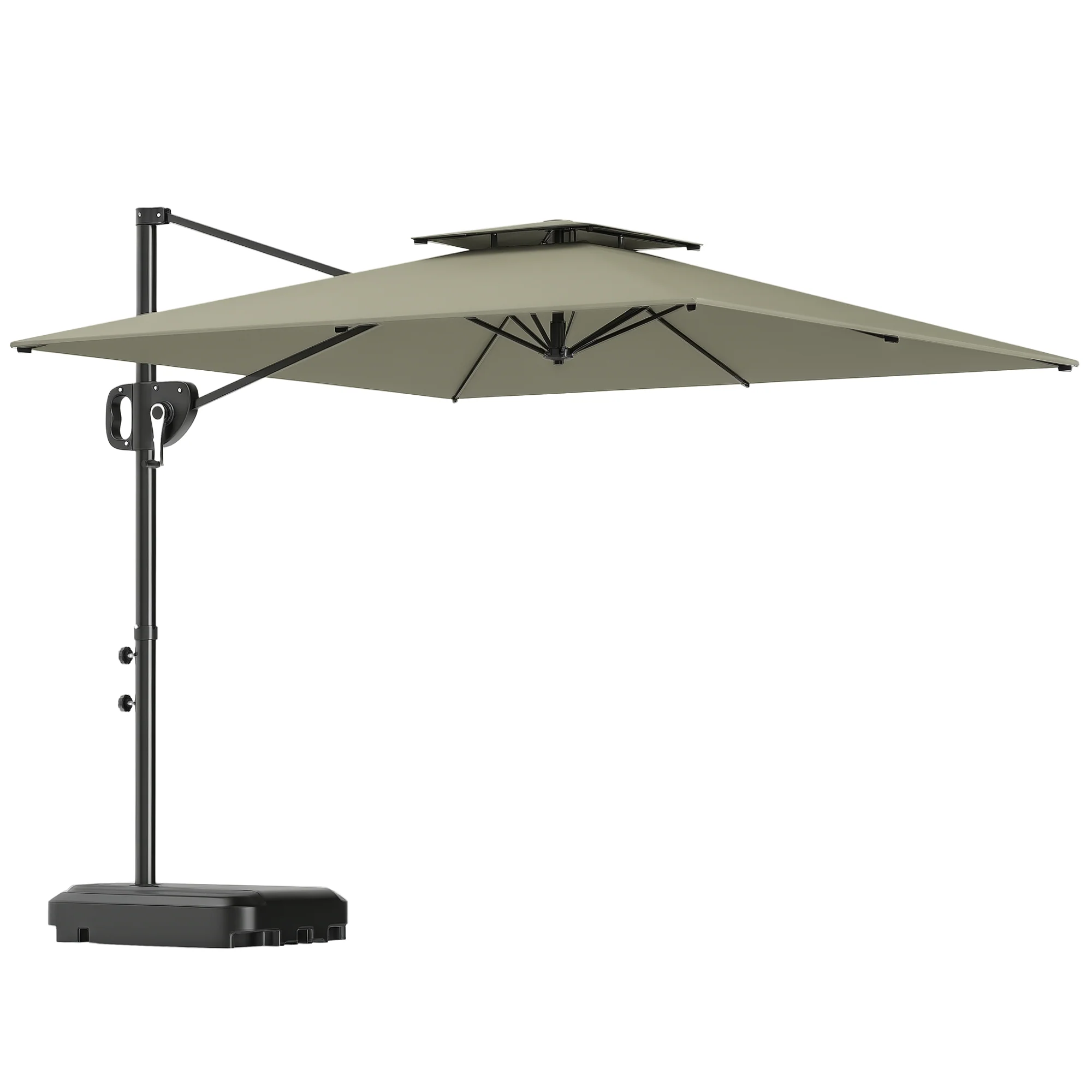 8' x 9' Square Cantilever Patio Umbrella with Fillable Base, Light Grey