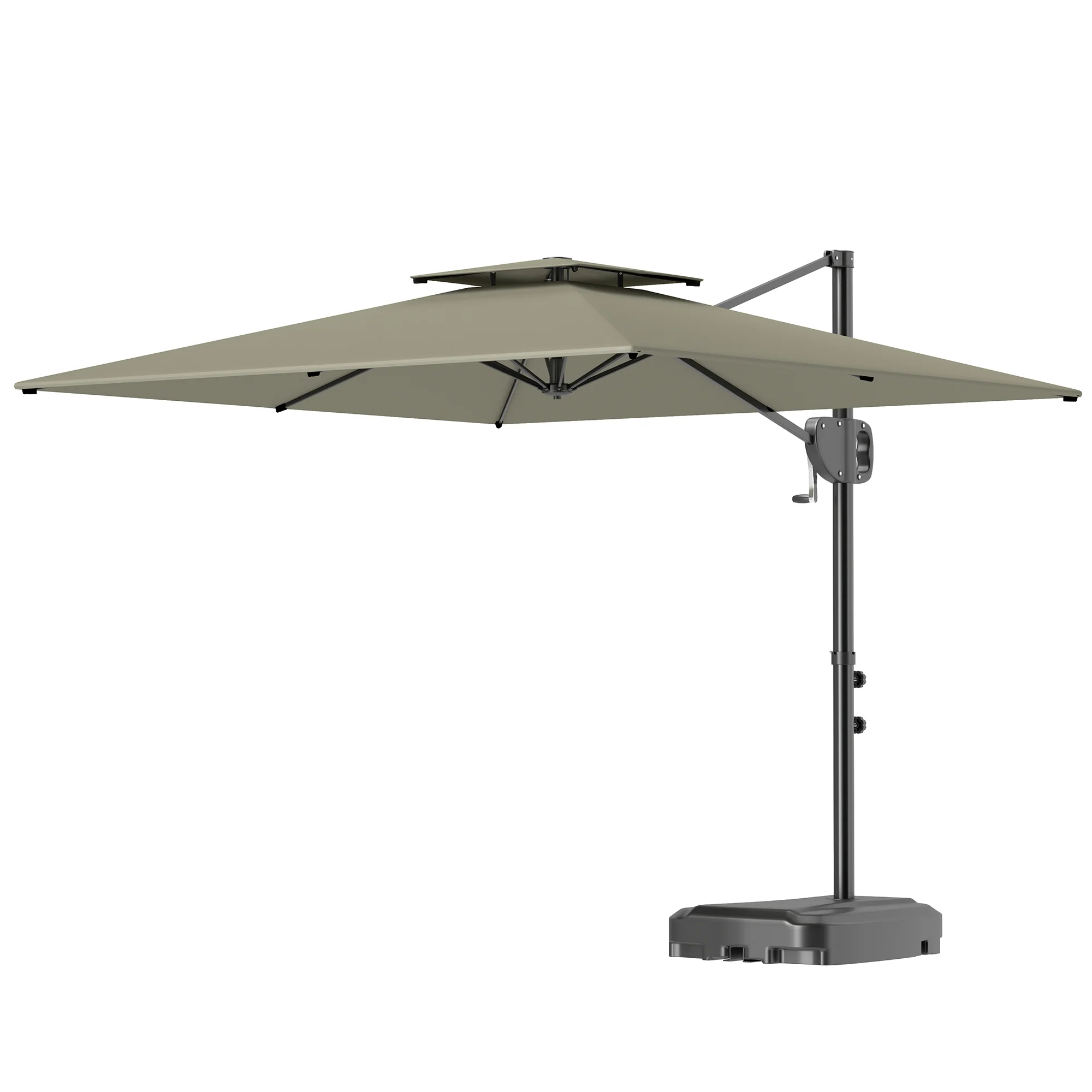 8' x 9' Square Cantilever Patio Umbrella with Fillable Base, Light Grey - Image 2
