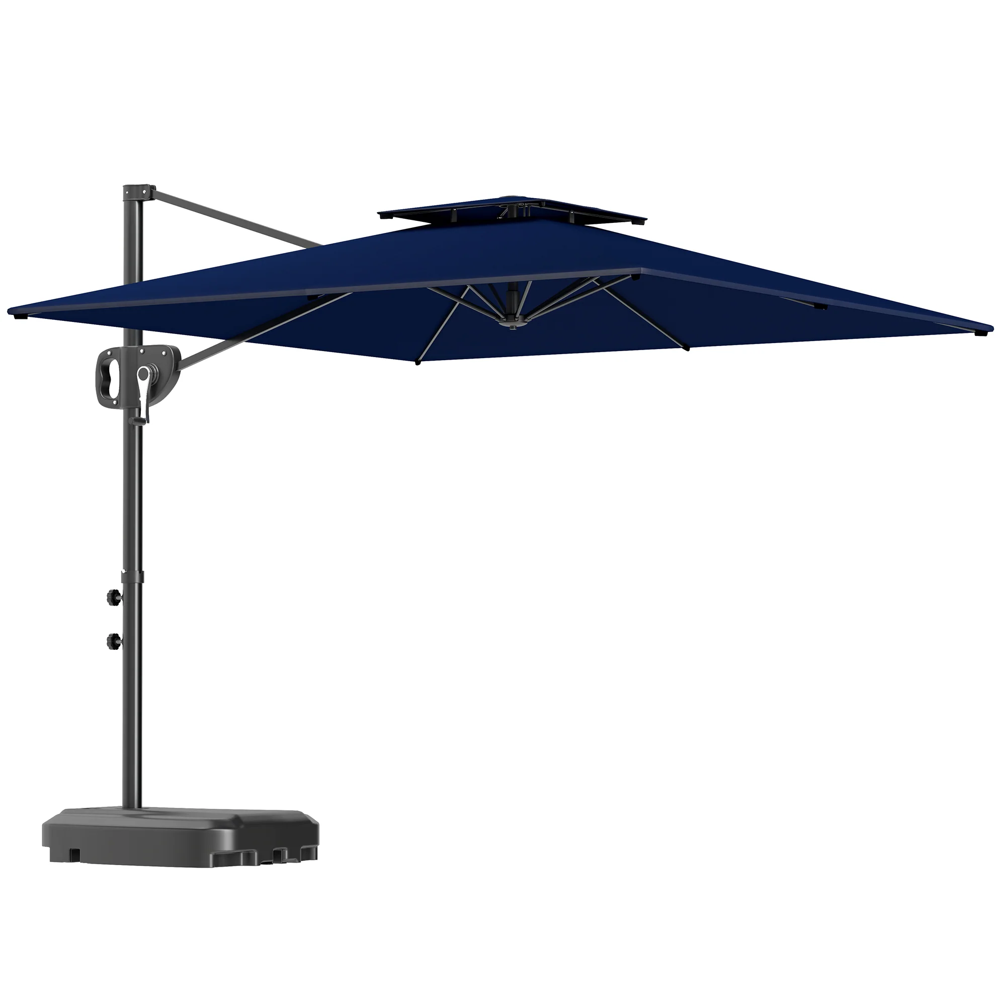 8' x 9' Square Cantilever Patio Umbrella with Fillable Base, Dark Blue - Image 11