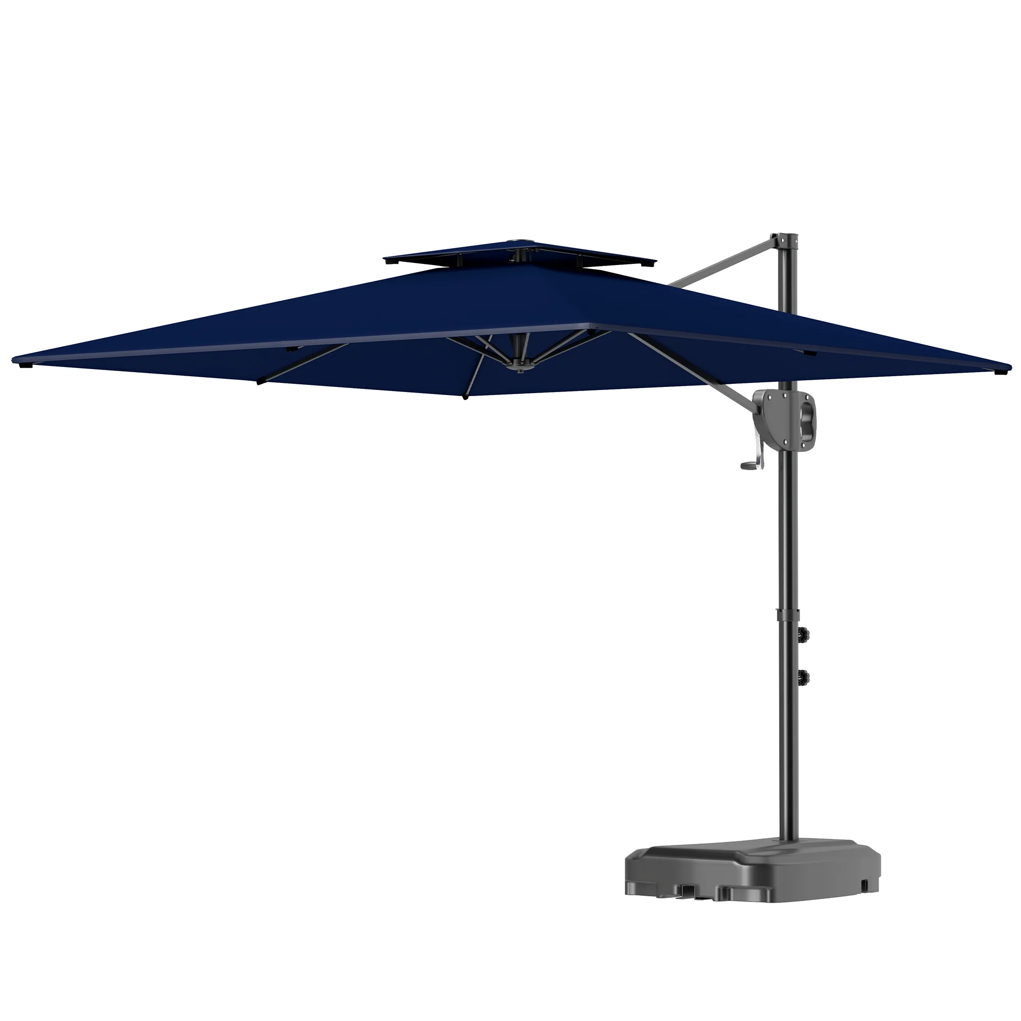 8' x 9' Square Cantilever Patio Umbrella with Fillable Base, Dark Blue - Image 2