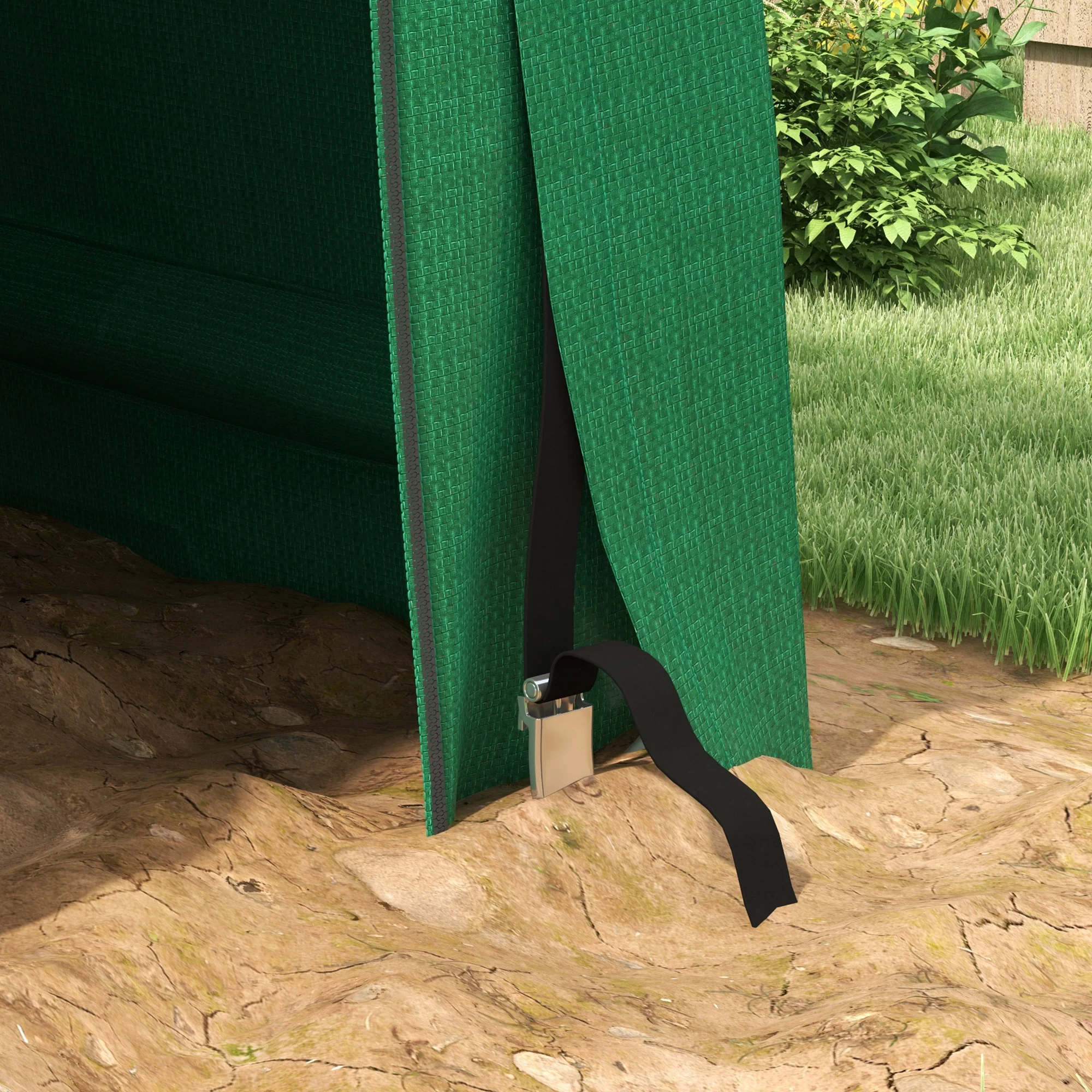 8' x 6' Heavy Duty Storage Shelter with Rollup & Zipper Door, Green - Image 11