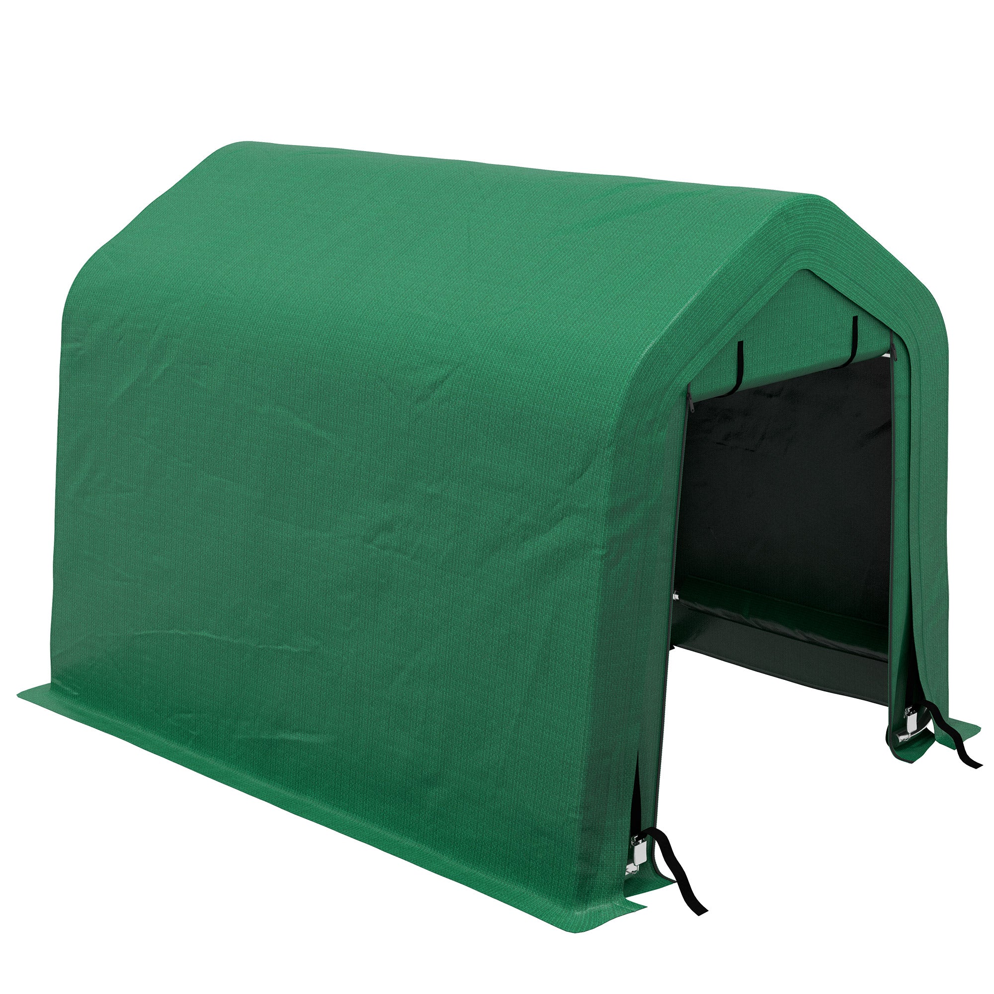 8' x 6' Heavy Duty Storage Shelter with Rollup & Zipper Door, Green - Image 12