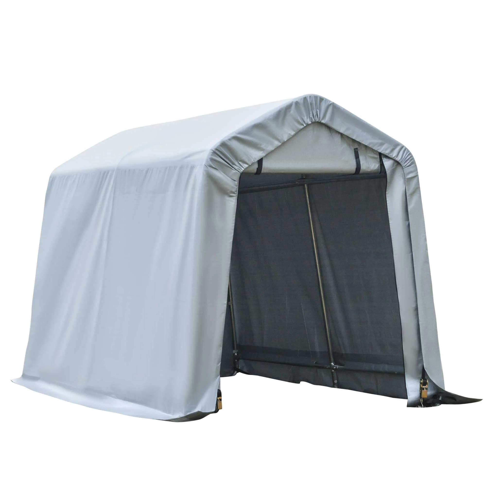 8' x 6' Heavy Duty Storage Shelter with Rollup & Zipper Door, Grey