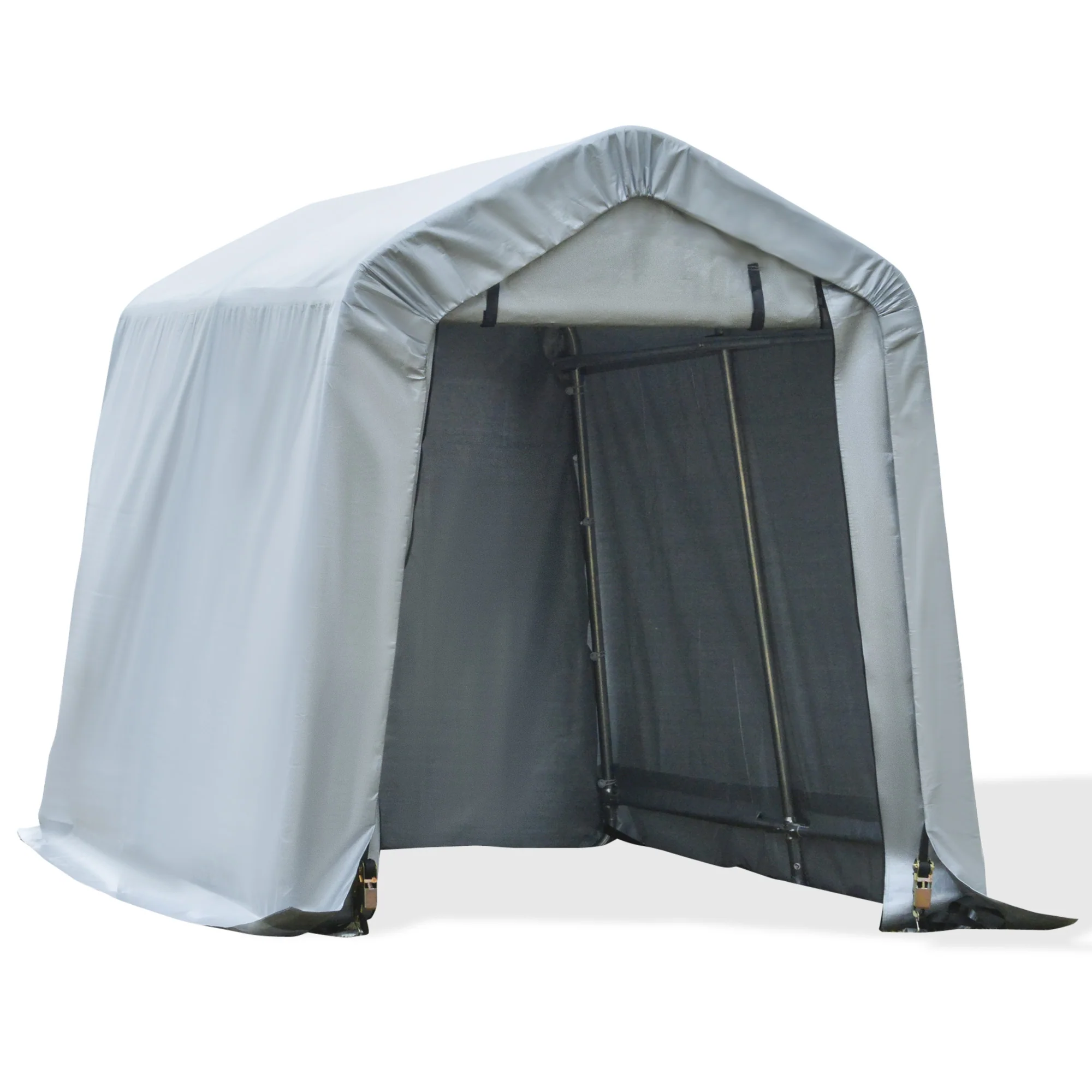 8' x 6' Heavy Duty Storage Shelter with Rollup & Zipper Door, Grey - Image 12