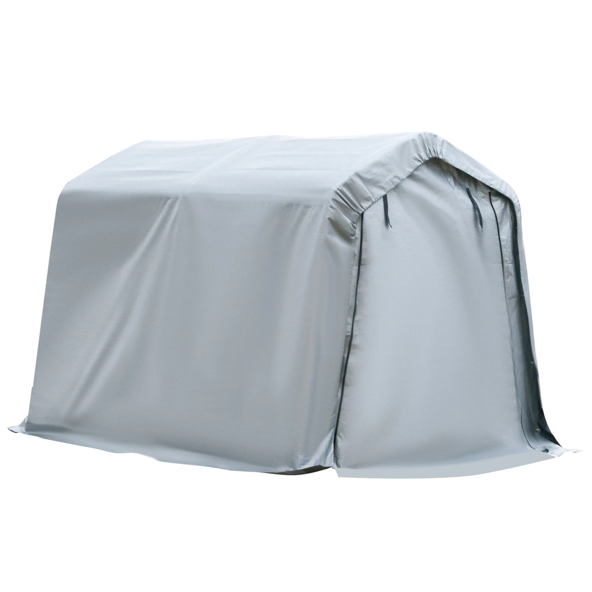 8' x 6' Heavy Duty Storage Shelter with Rollup & Zipper Door, Grey - Image 2