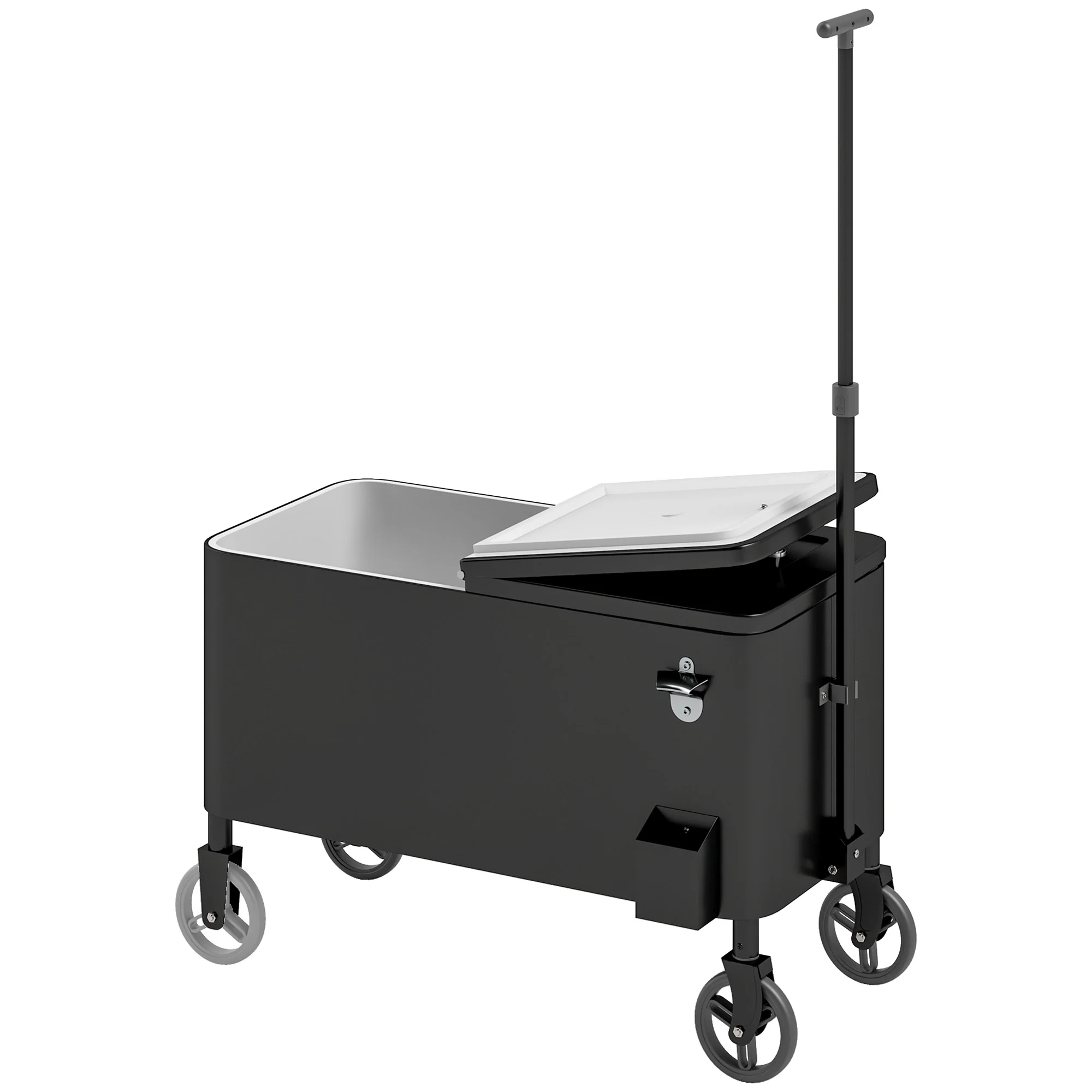 80-Qt Rolling Cooler Cart with Adjustable Handle & Bottle Opener, Black - Image 12