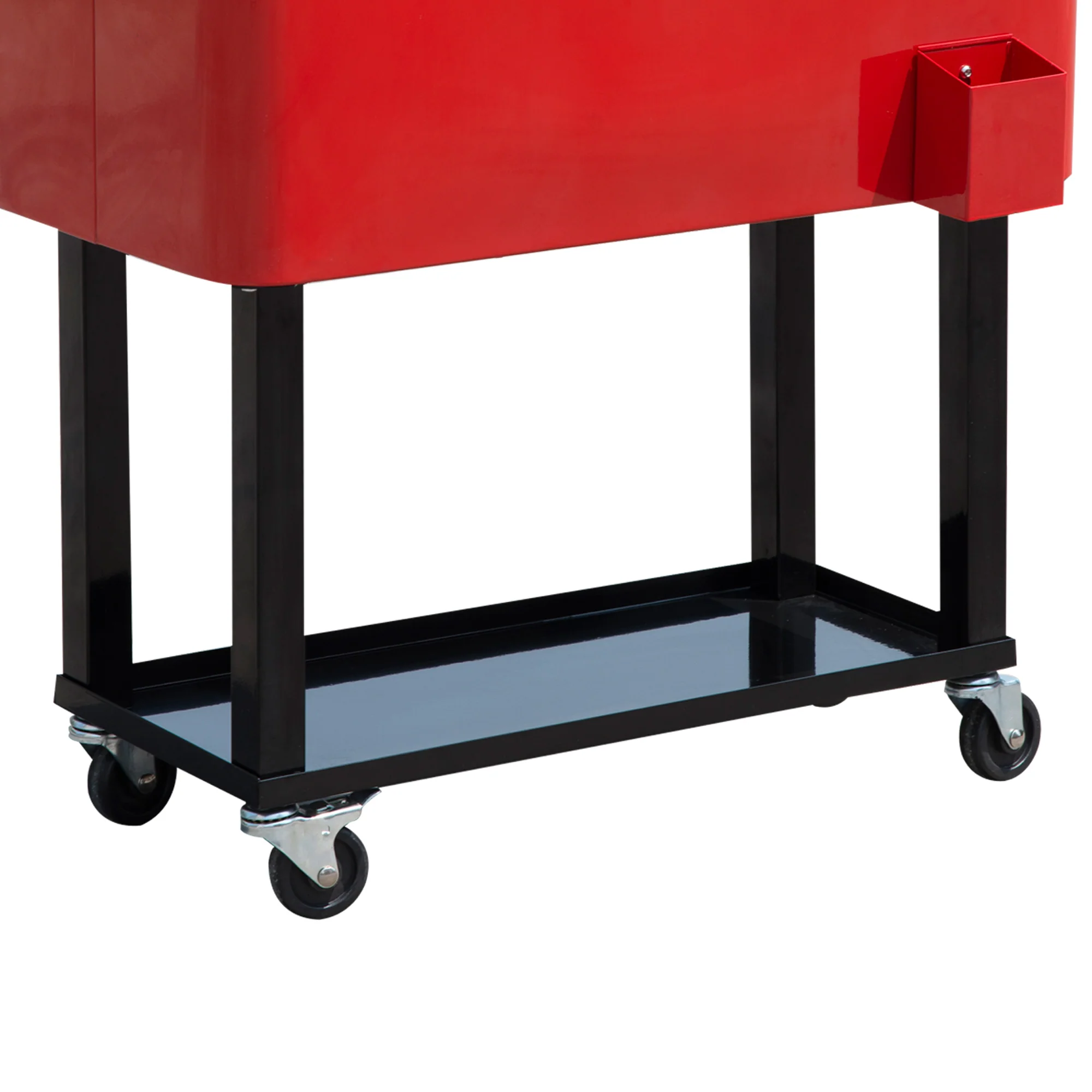 80 Quart Rolling Cooler with Bottle Opener and Storage Shelf,Red - Image 10