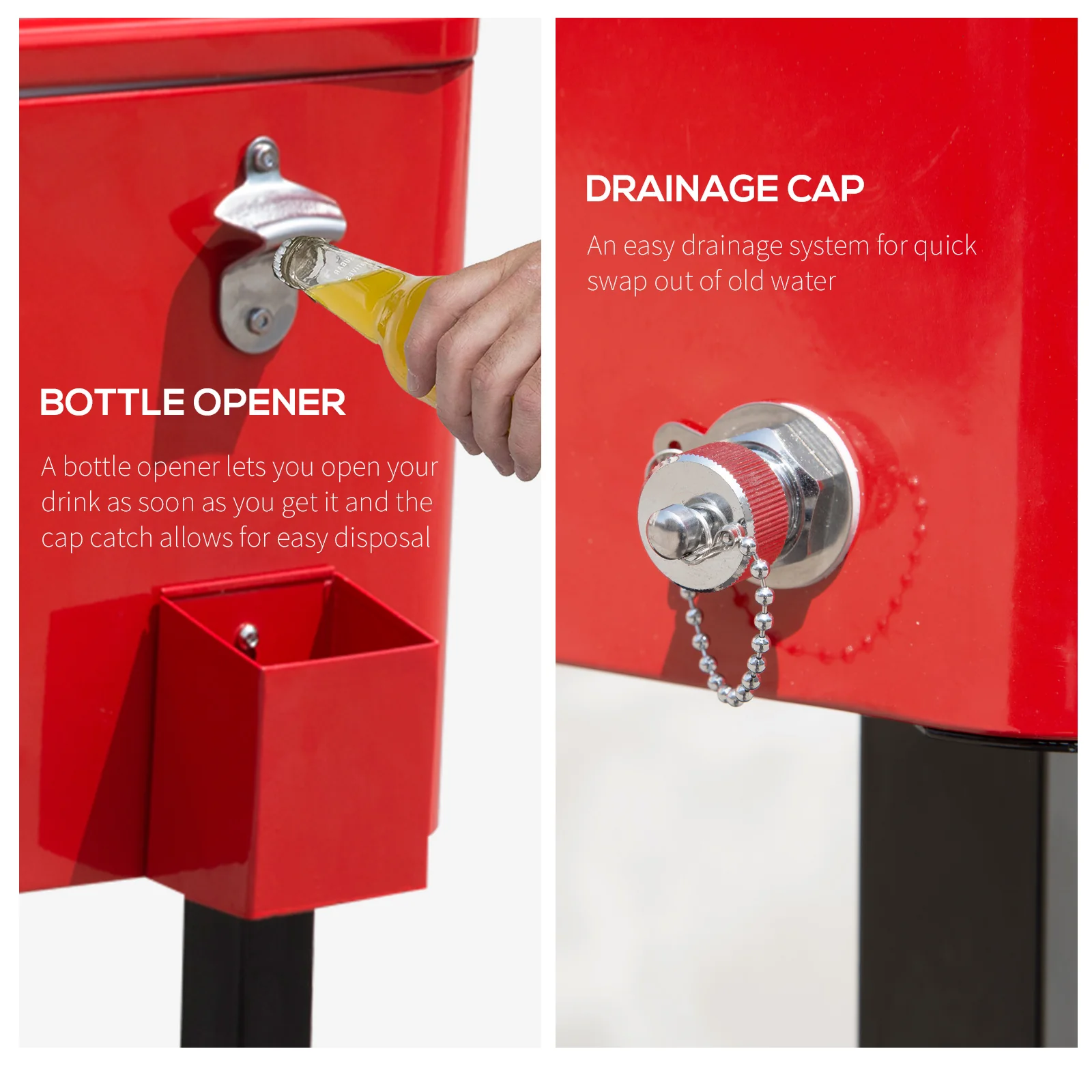 80 Quart Rolling Cooler with Bottle Opener and Storage Shelf,Red - Image 8