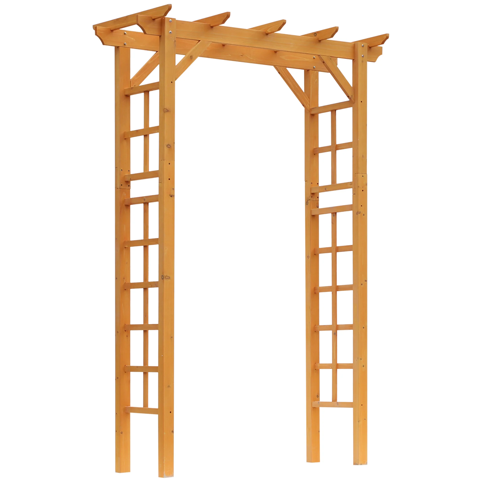 85" Wooden Garden Arbor for Climbing Vines, Orange - Image 12