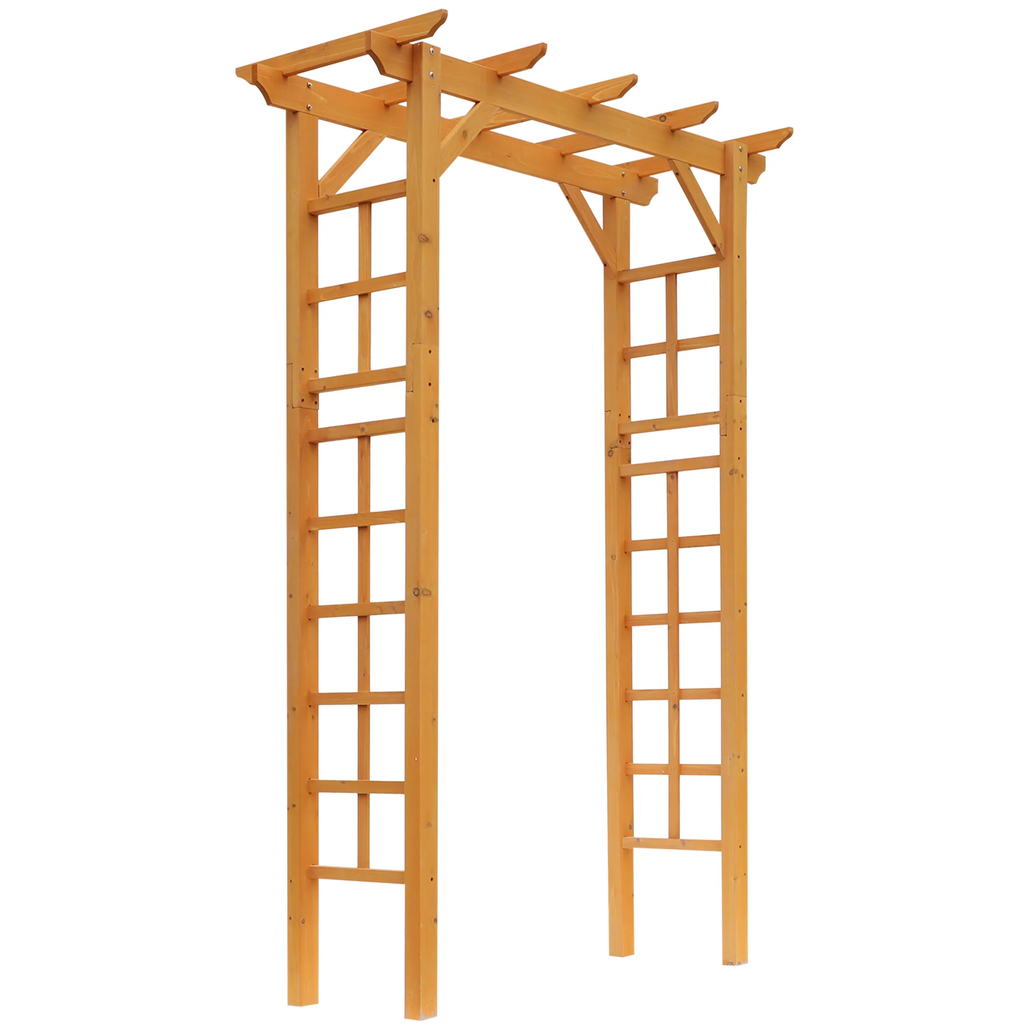 85" Wooden Garden Arbor for Climbing Vines, Orange - Image 2