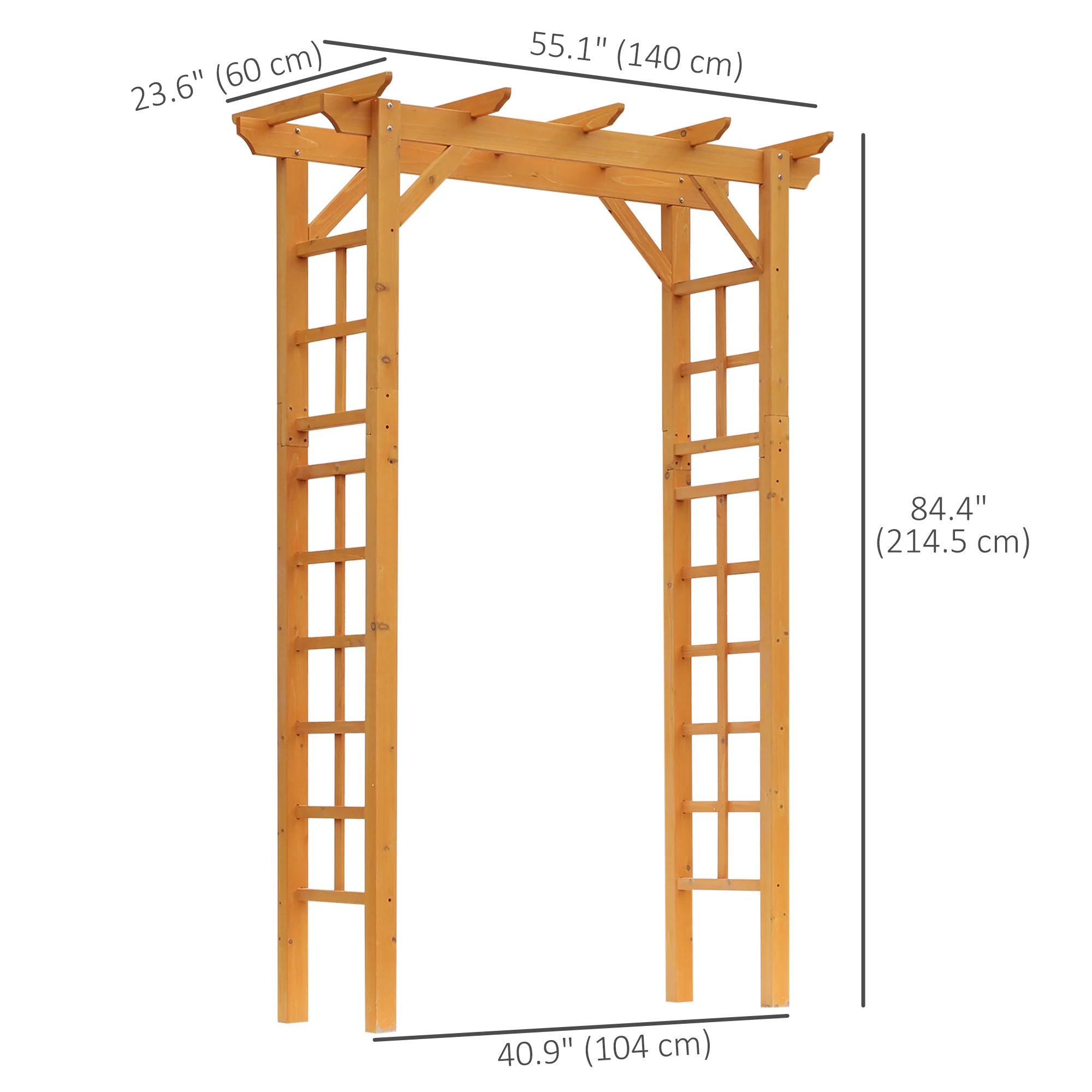 85" Wooden Garden Arbor for Climbing Vines, Orange - Image 5