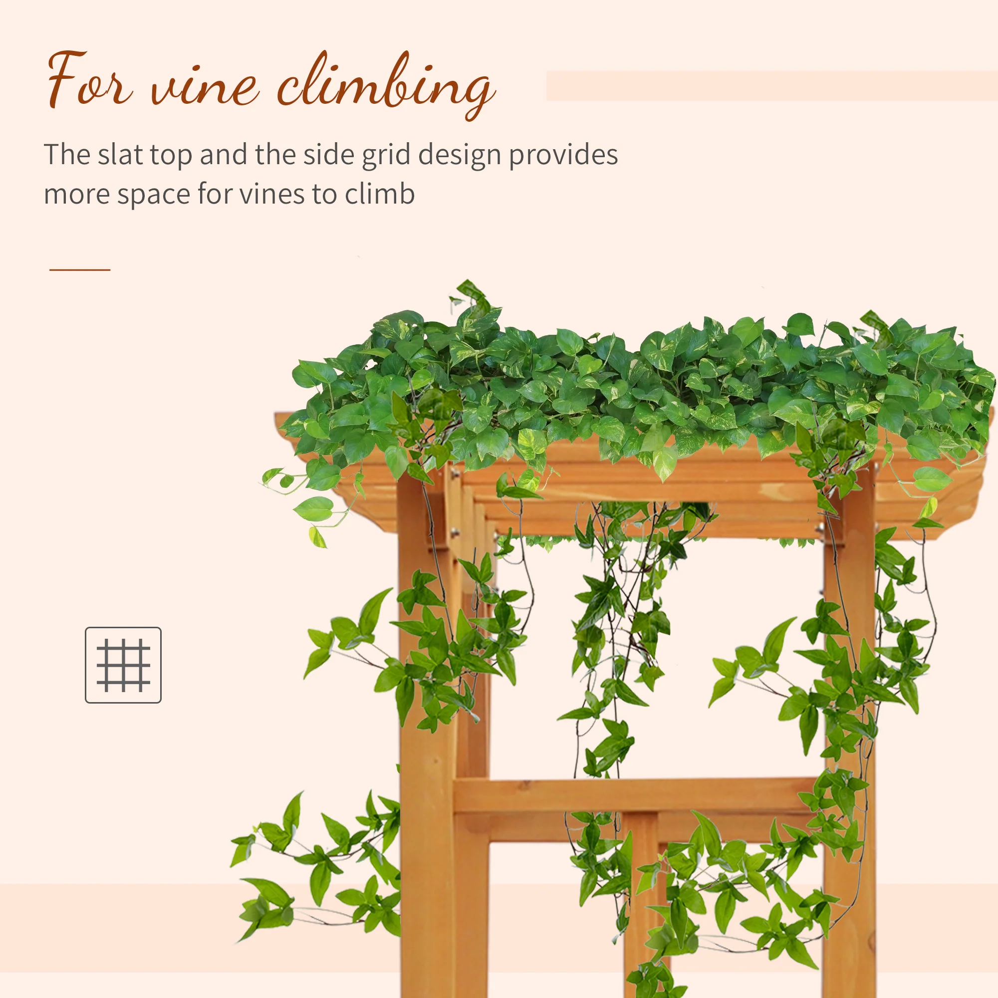 85" Wooden Garden Arbor for Climbing Vines, Orange - Image 8