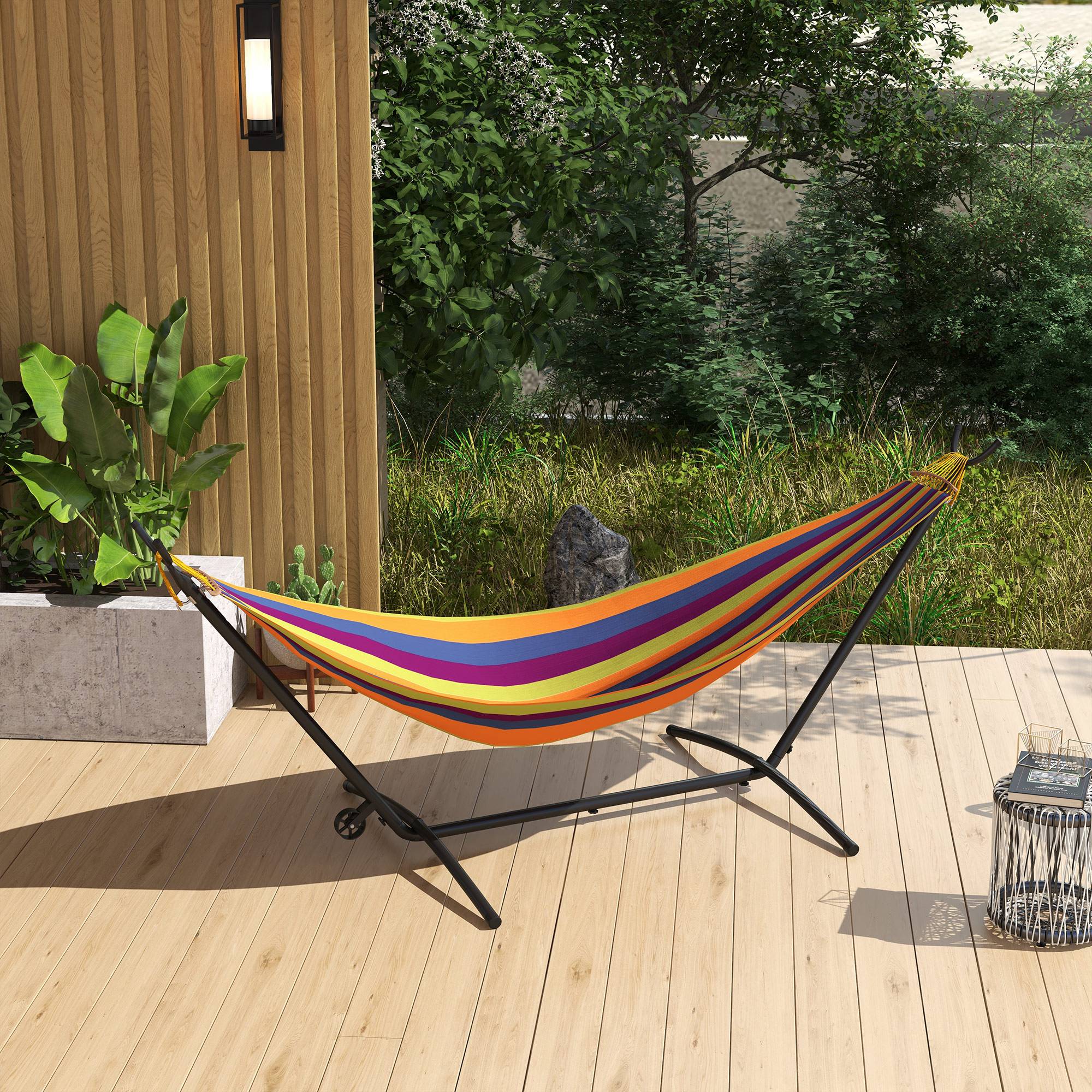9.5ft Adjustable Hammock Stand Only, Portable Metal Frame Hammock with Wheels, Black - Image 4