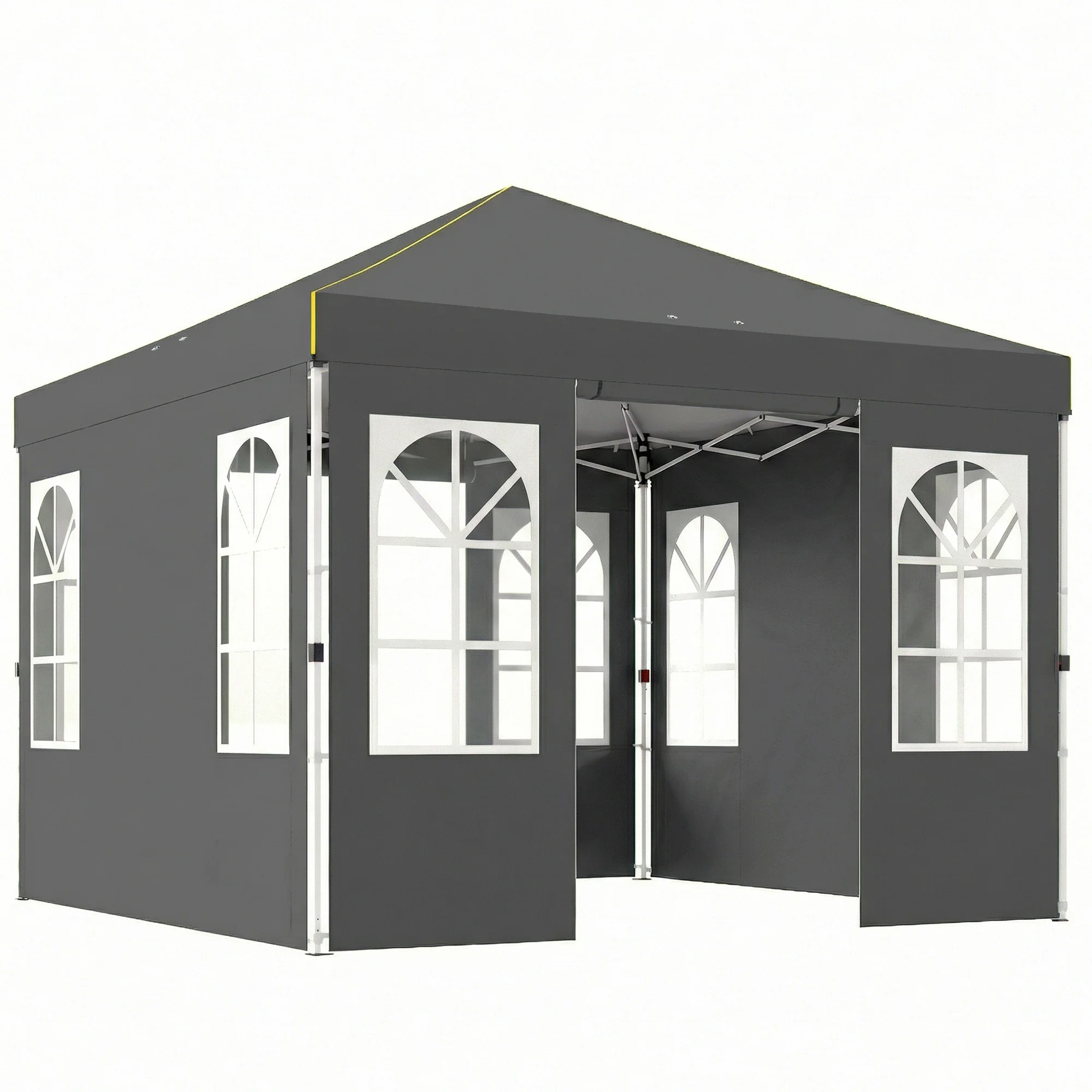 9.6' x 9.6' Pop Up Canopy Tent with Sidewalls, Dark Gray - Image 12