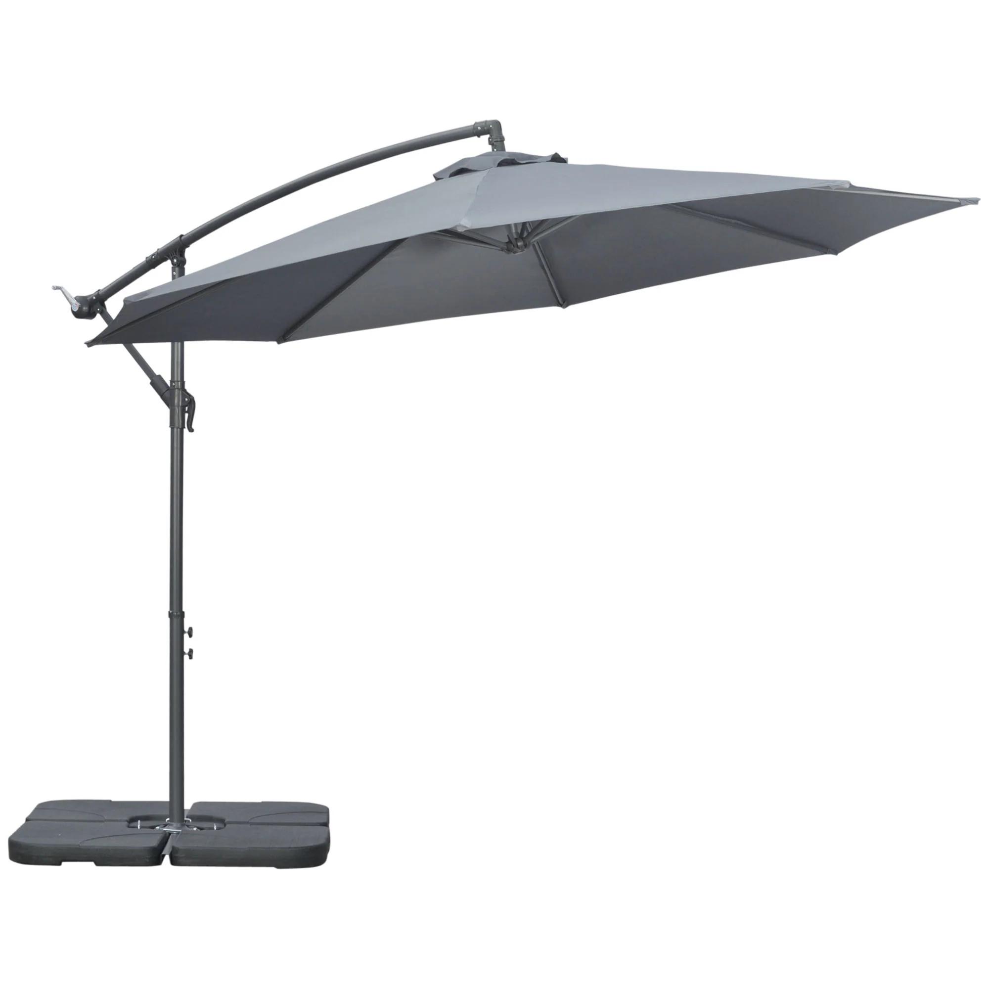 9.6' Offset Cantilever Patio Umbrella with Base & Crank, Dark Grey