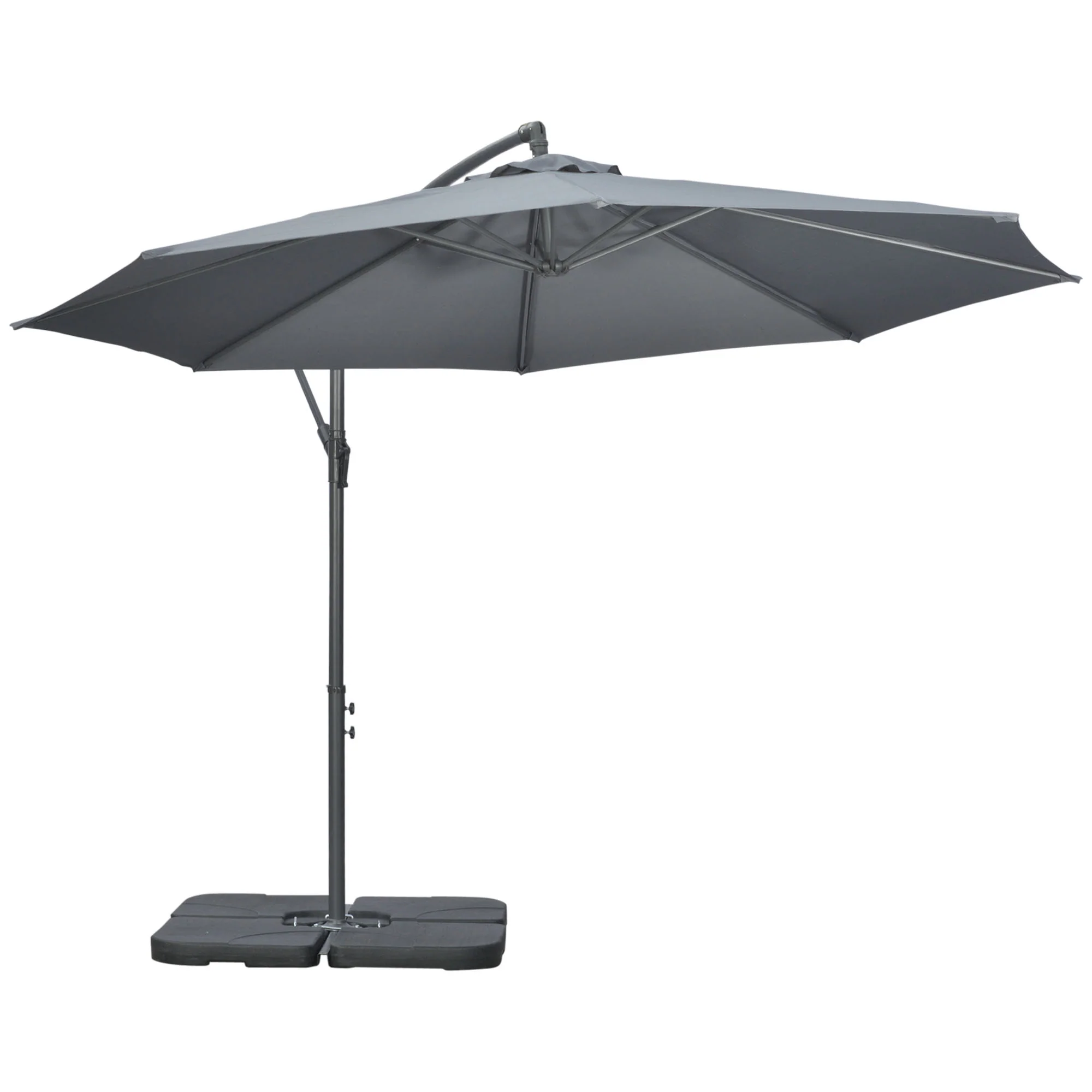 9.6' Offset Cantilever Patio Umbrella with Base & Crank, Dark Grey - Image 2