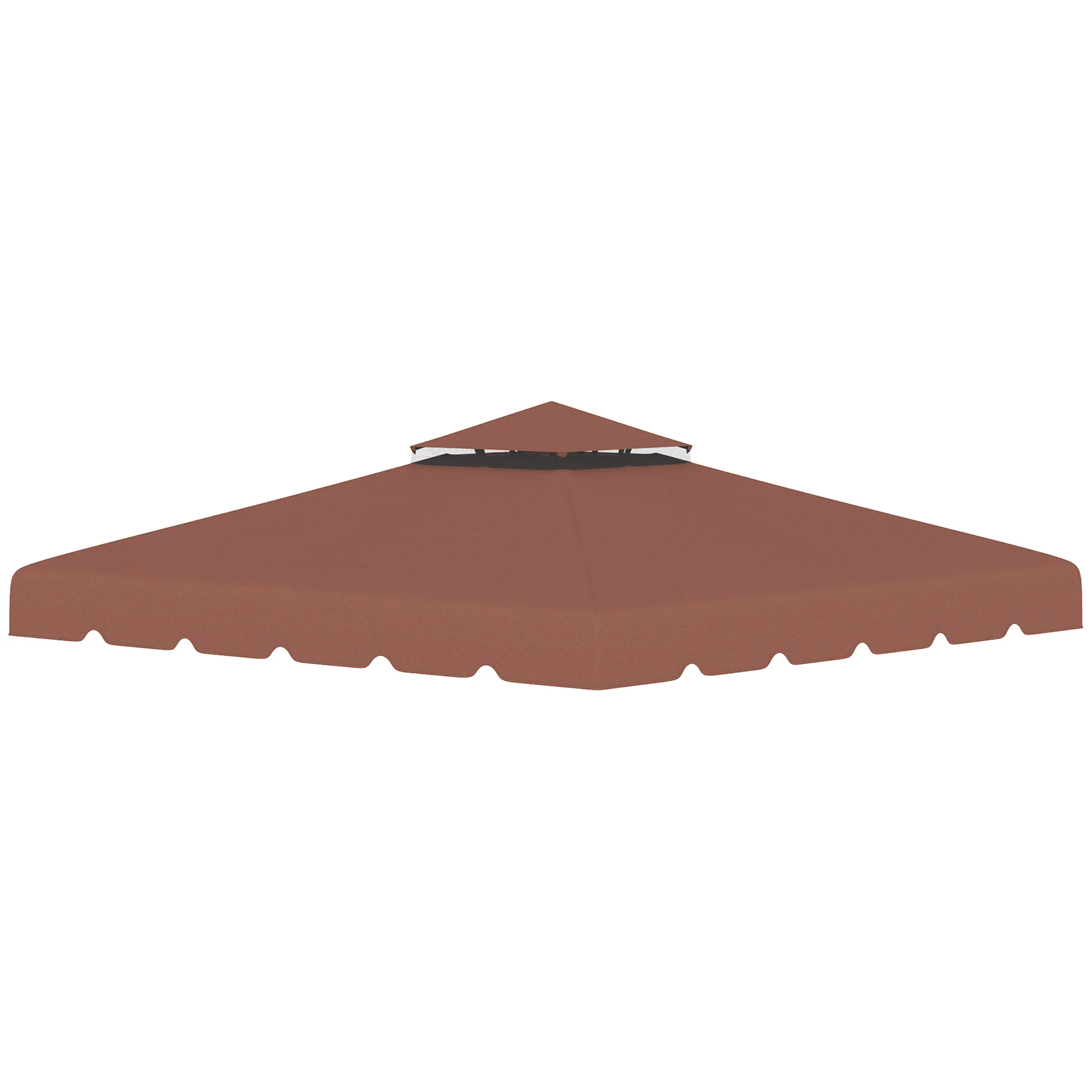 9.8' x 9.8' Gazebo Replacement Canopy with Double Vented Roof, TOP ONLY, Coffee