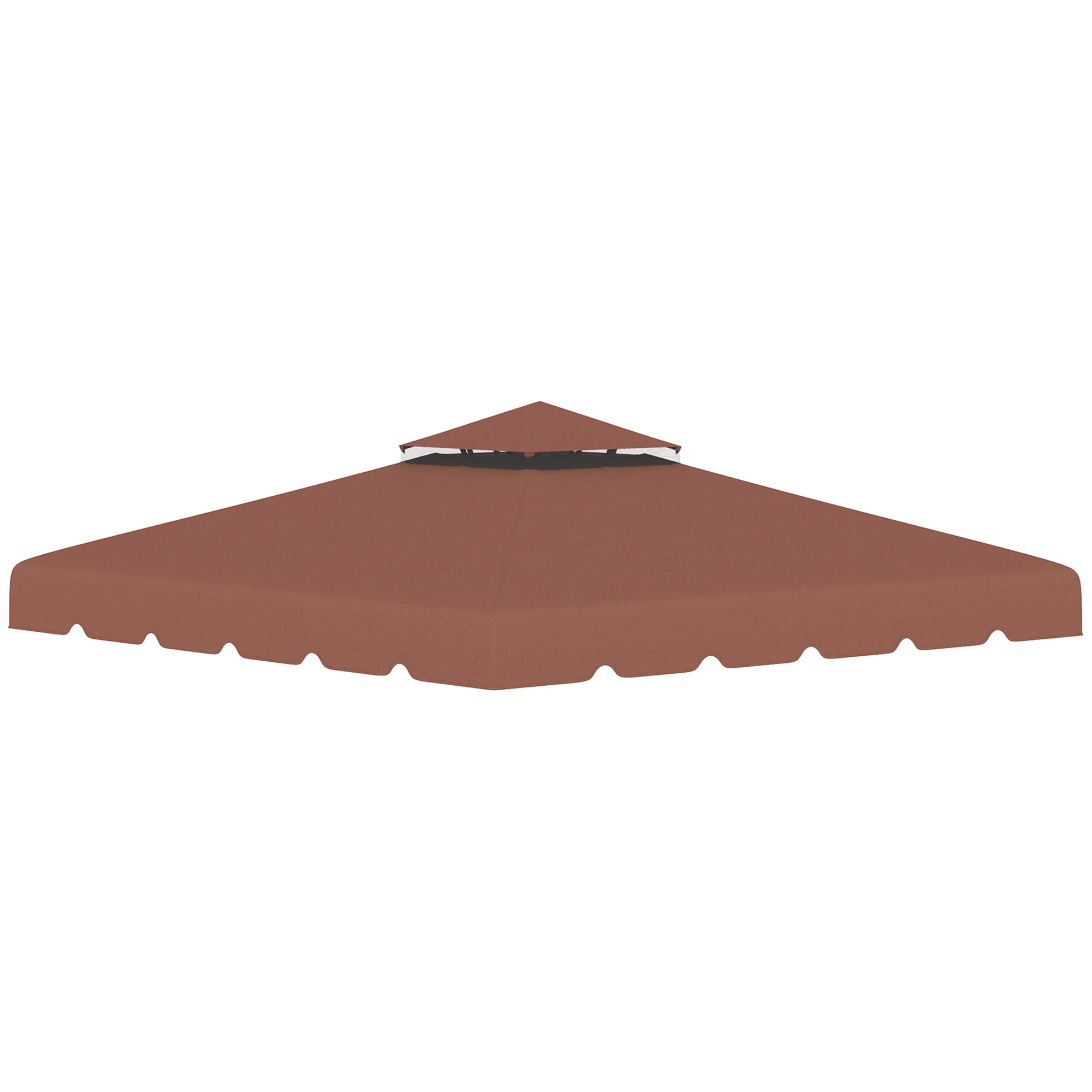9.8' x 9.8' Gazebo Replacement Canopy with Double Vented Roof, TOP ONLY, Coffee - Image 2