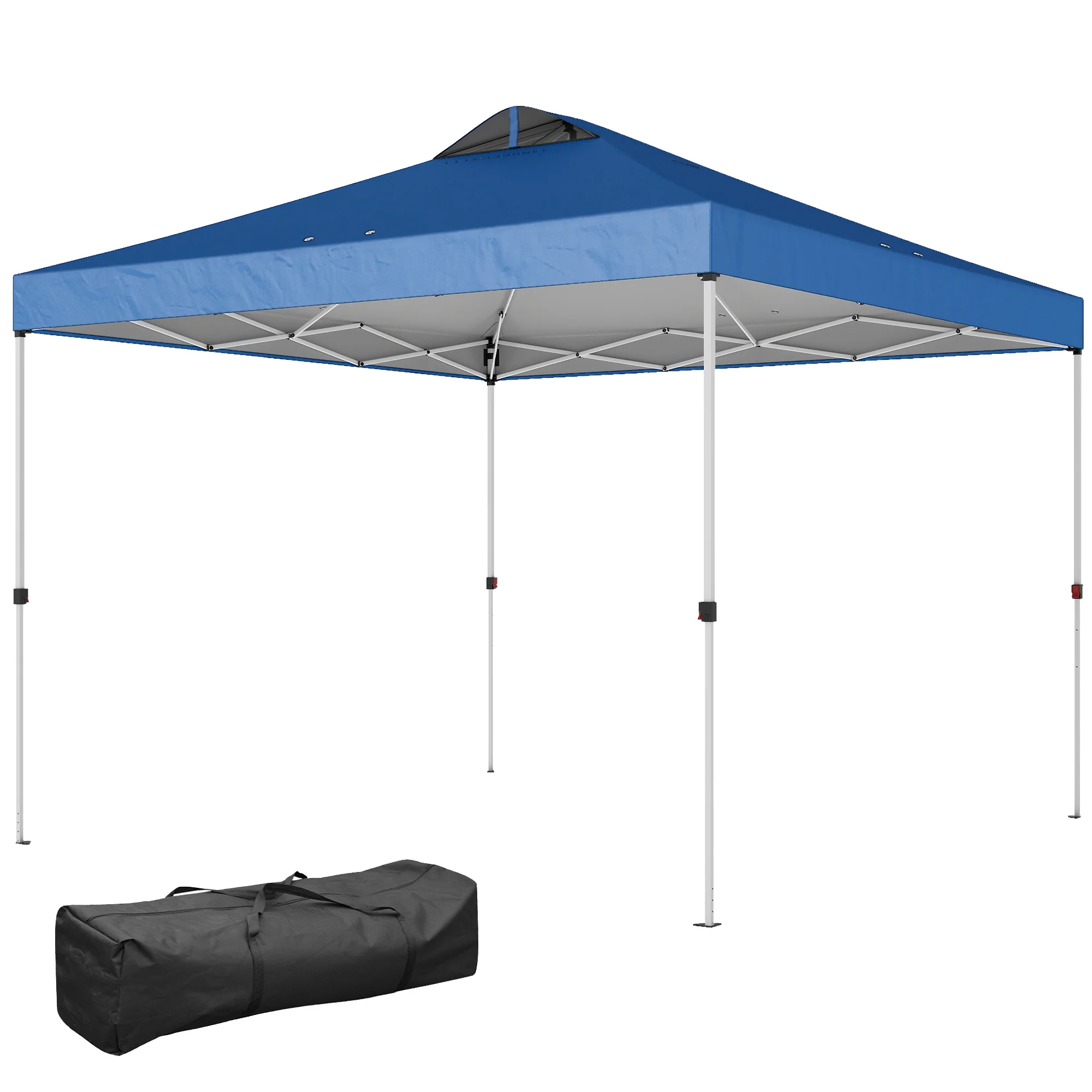 9.8' x 9.8' Pop-Up Canopy with Carrying Bag, Stakes and Ropes, Blue - Image 2
