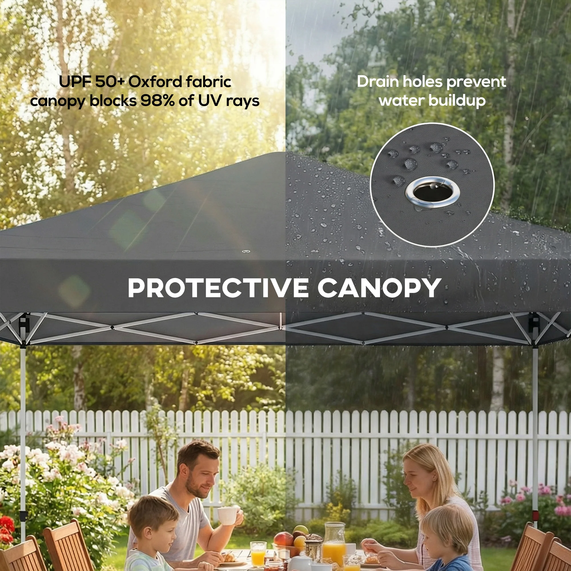 9.8' x 9.8' Pop-Up Canopy with Carrying Bag, Stakes and Ropes, Dark Grey - Image 7