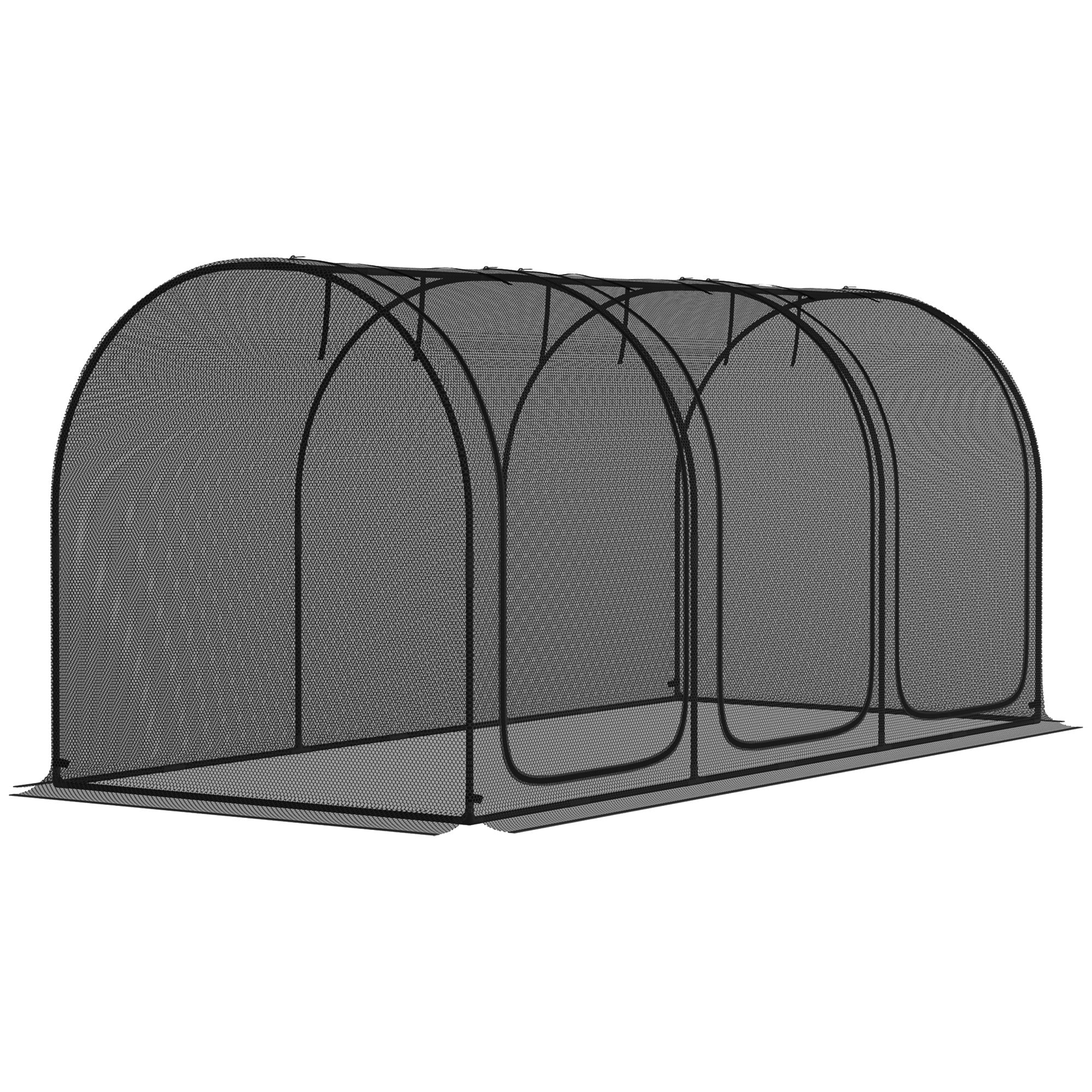 9' x 4' Crop Cage with 3 Zippered Doors & Stakes, Black - Image 11