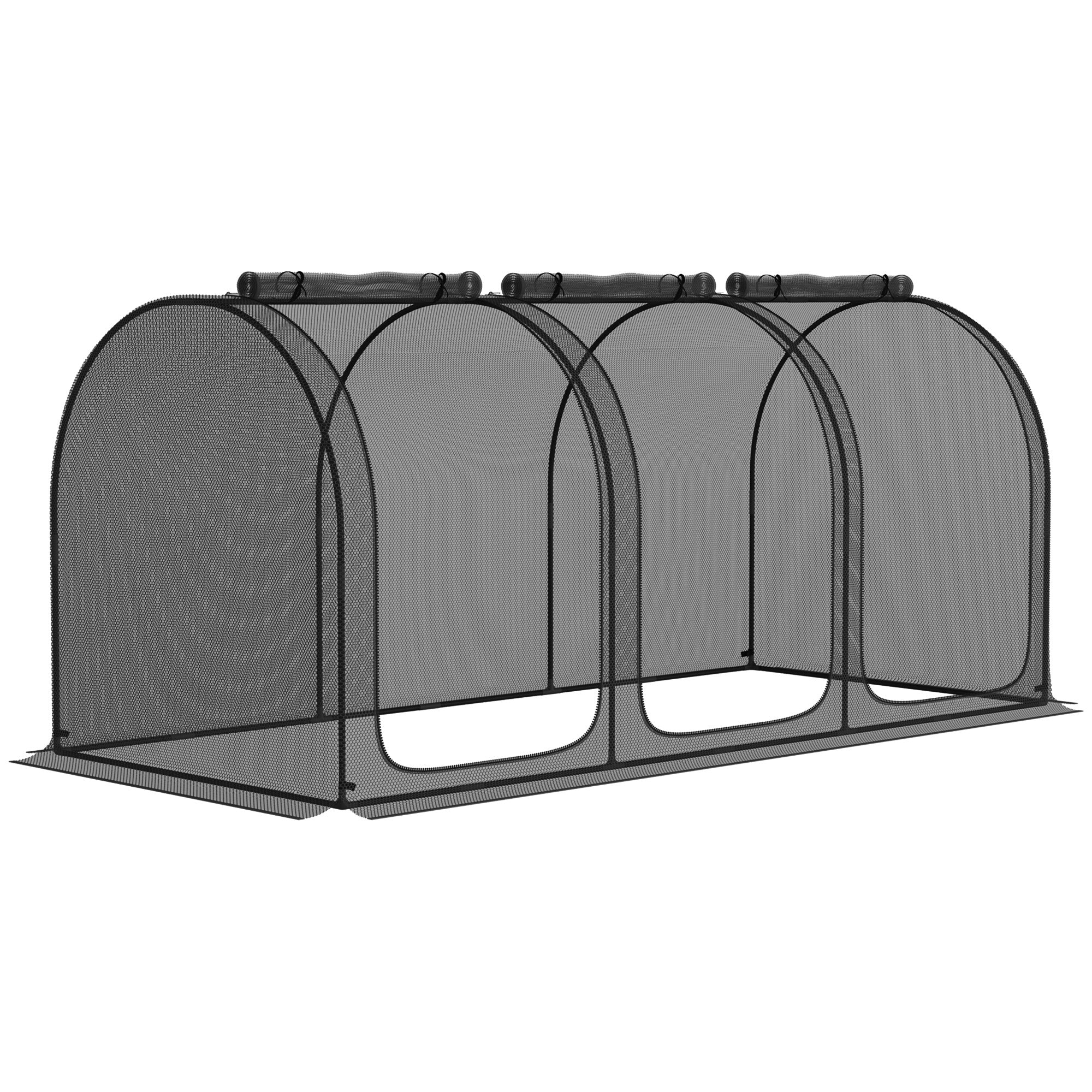 9' x 4' Crop Cage with 3 Zippered Doors & Stakes, Black - Image 12