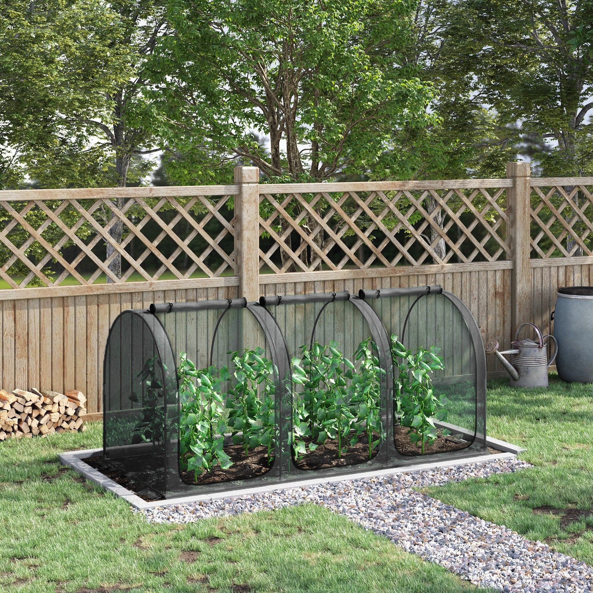 9' x 4' Crop Cage with 3 Zippered Doors & Stakes, Black - Image 4