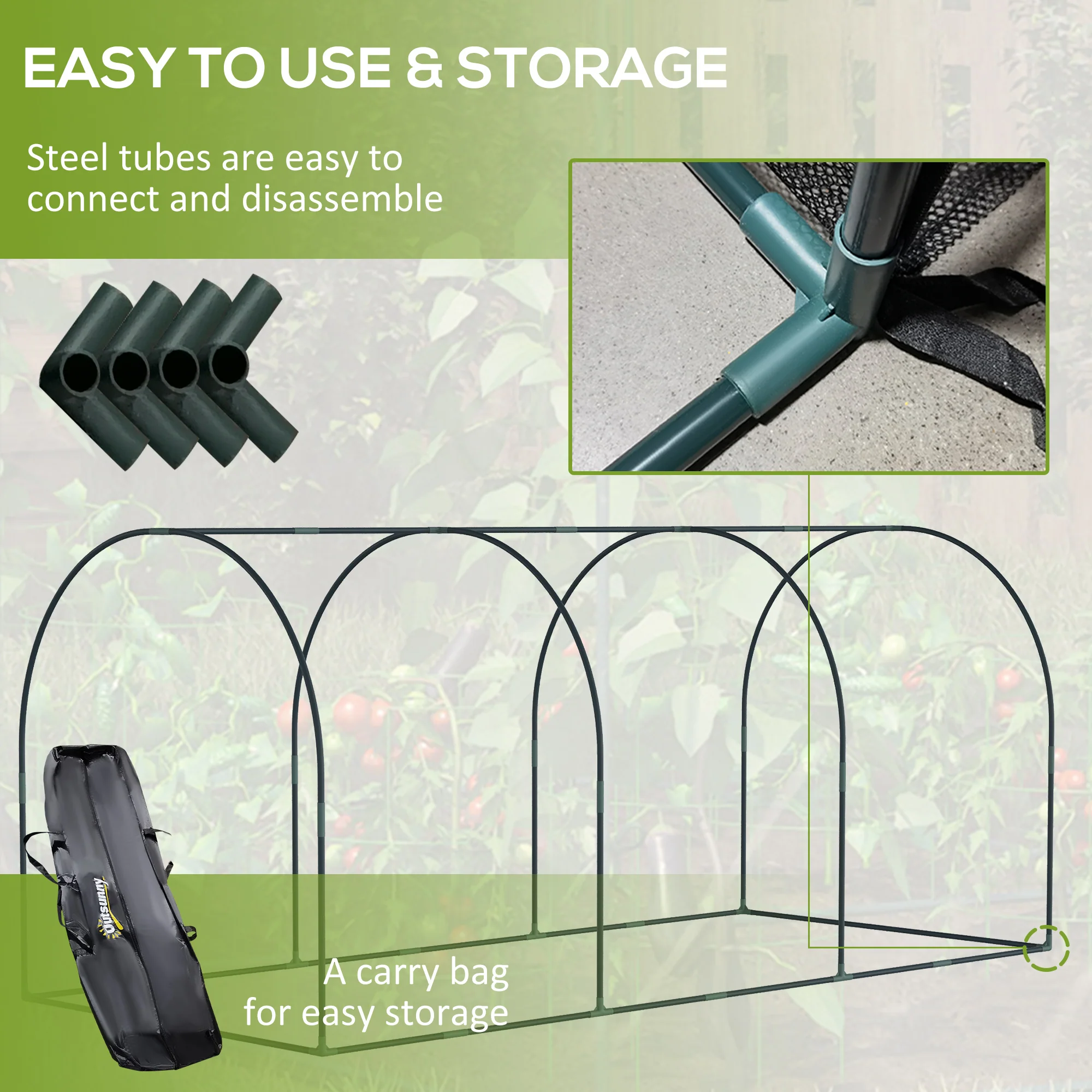 9' x 4' Crop Cage with 3 Zippered Doors & Stakes, Black - Image 7