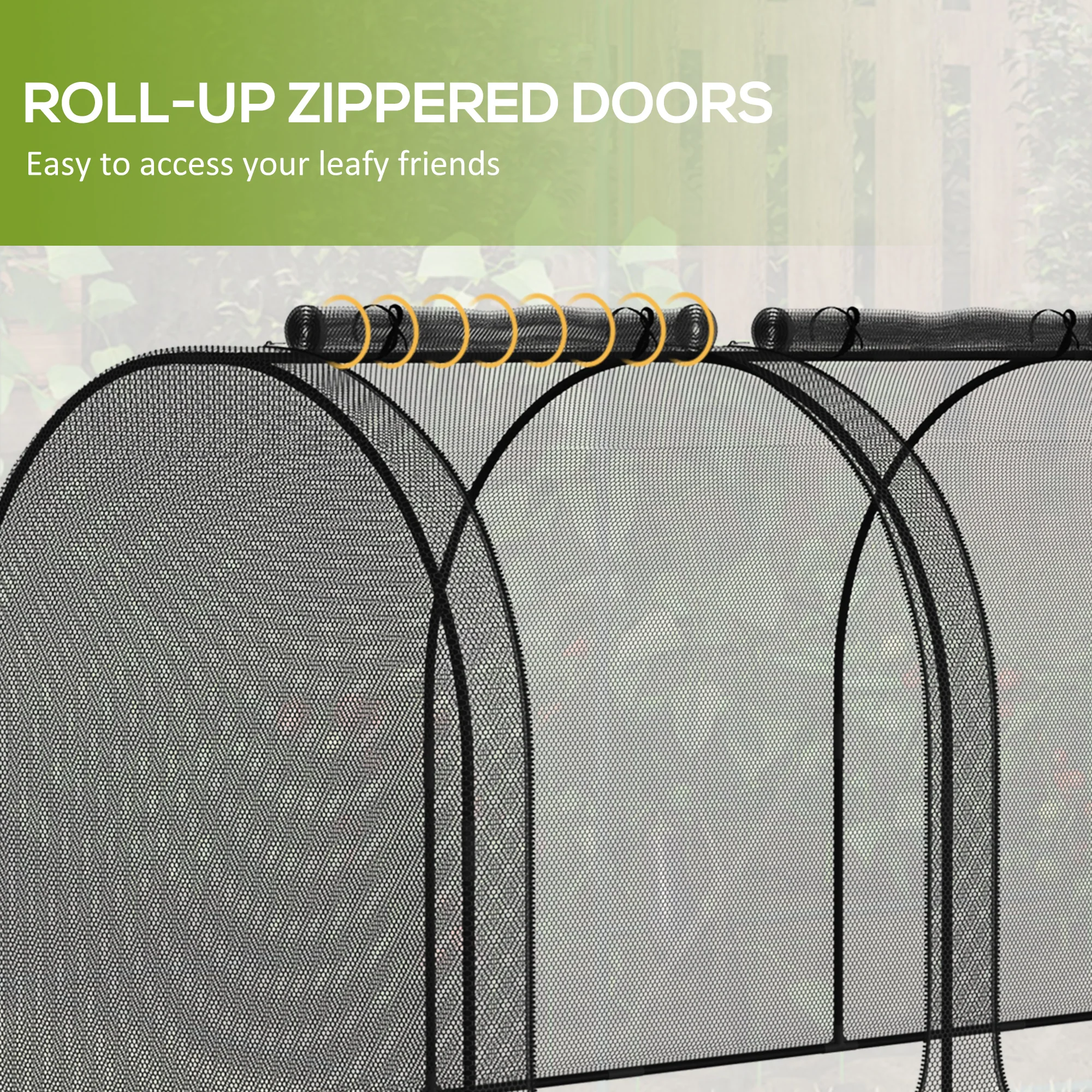 9' x 4' Crop Cage with 3 Zippered Doors & Stakes, Black - Image 8