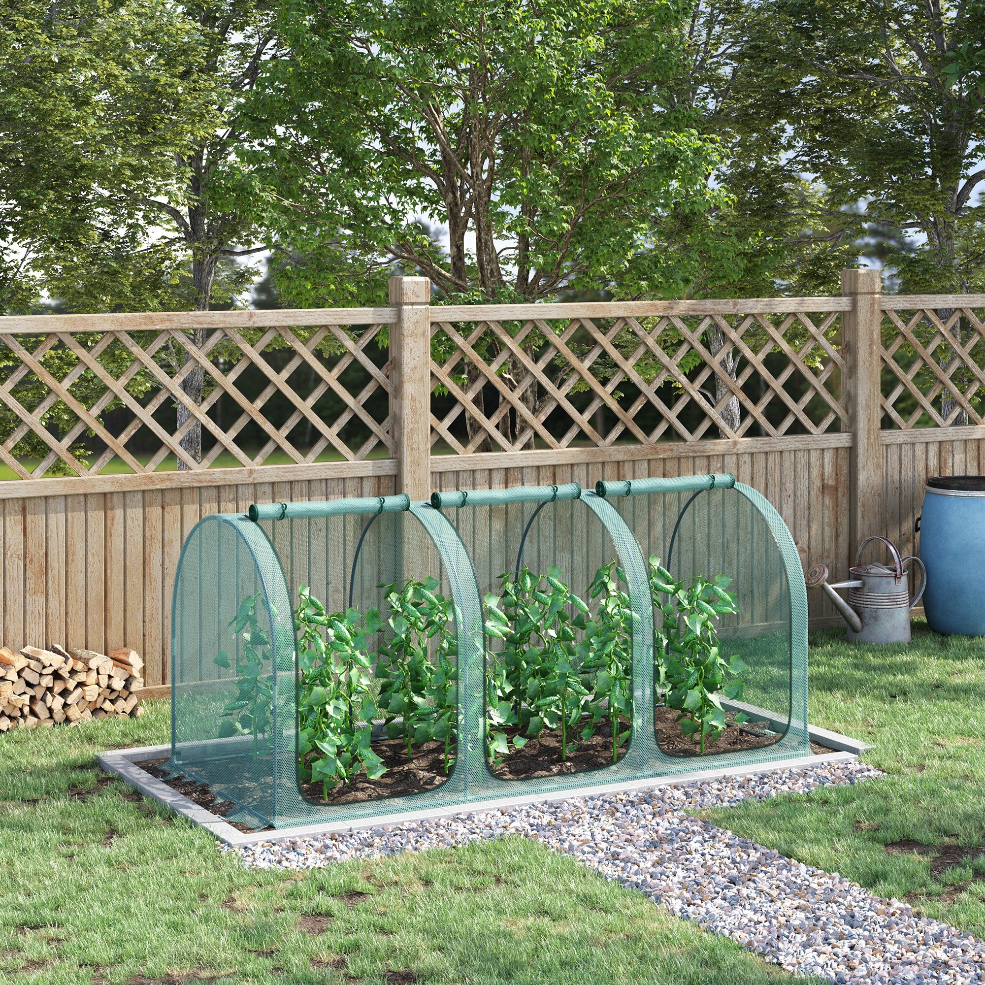 9' x 4' Crop Cage with 3 Zippered Doors & Stakes, Green - Image 4