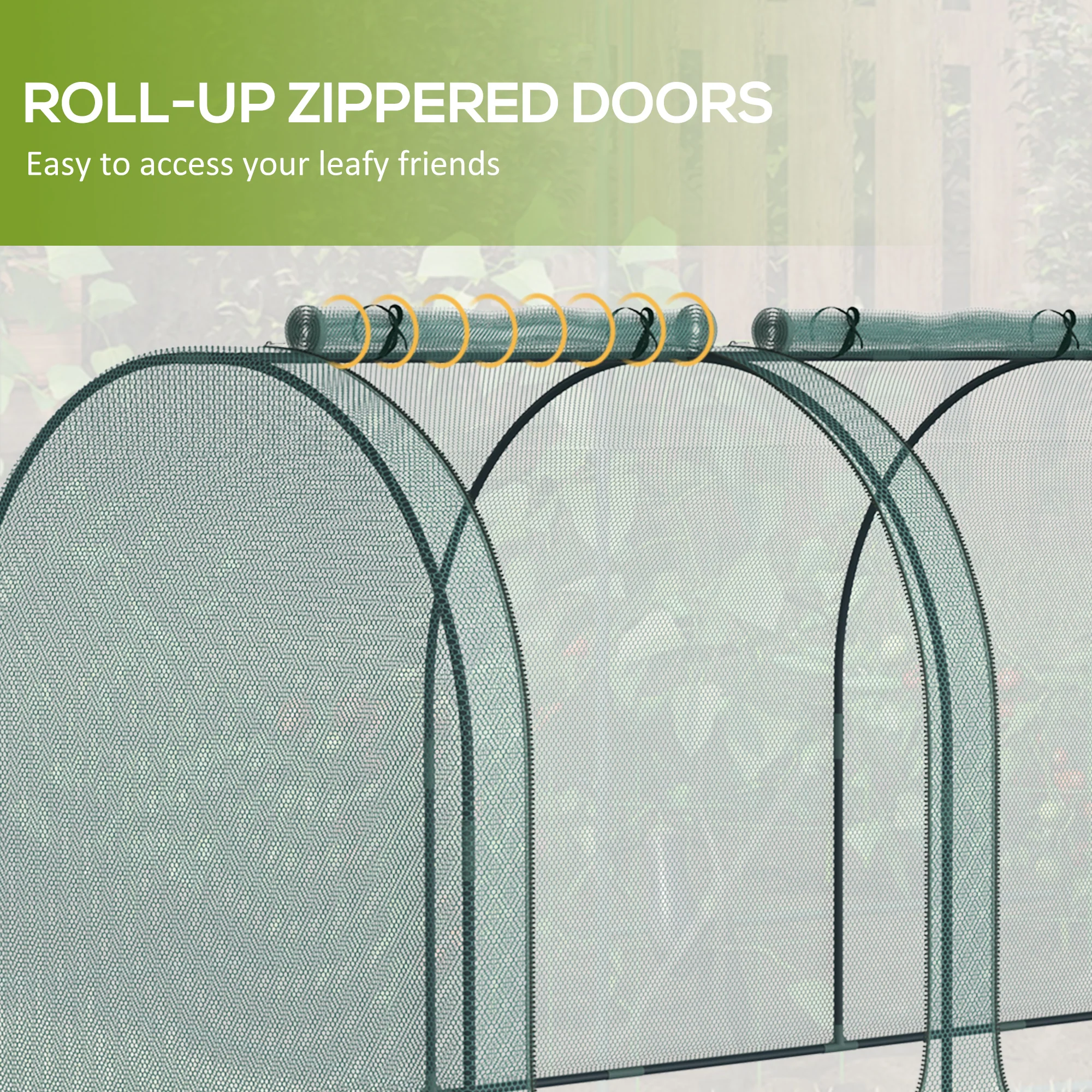 9' x 4' Crop Cage with 3 Zippered Doors & Stakes, Green - Image 8