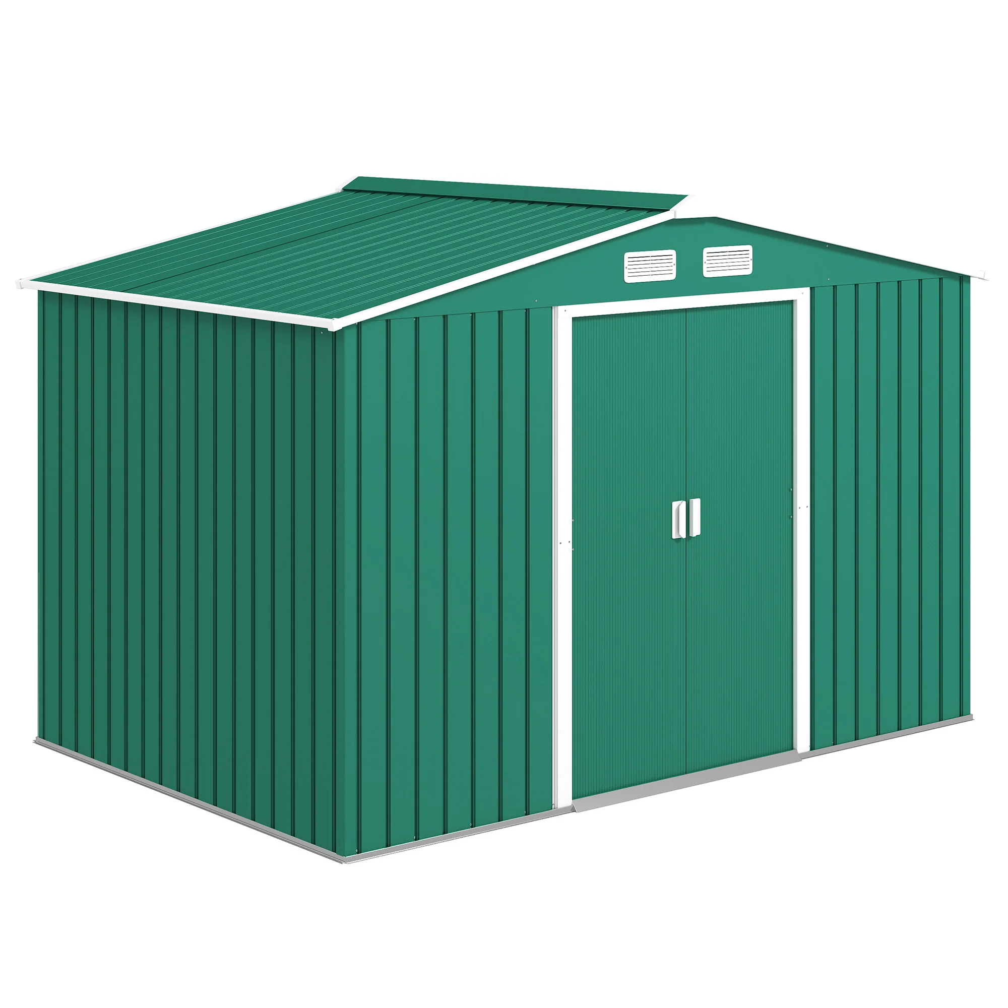 EverBase 9' x 6' Metal Garden Storage Shed with Foundation Kit & Double Doors, Green - Image 12