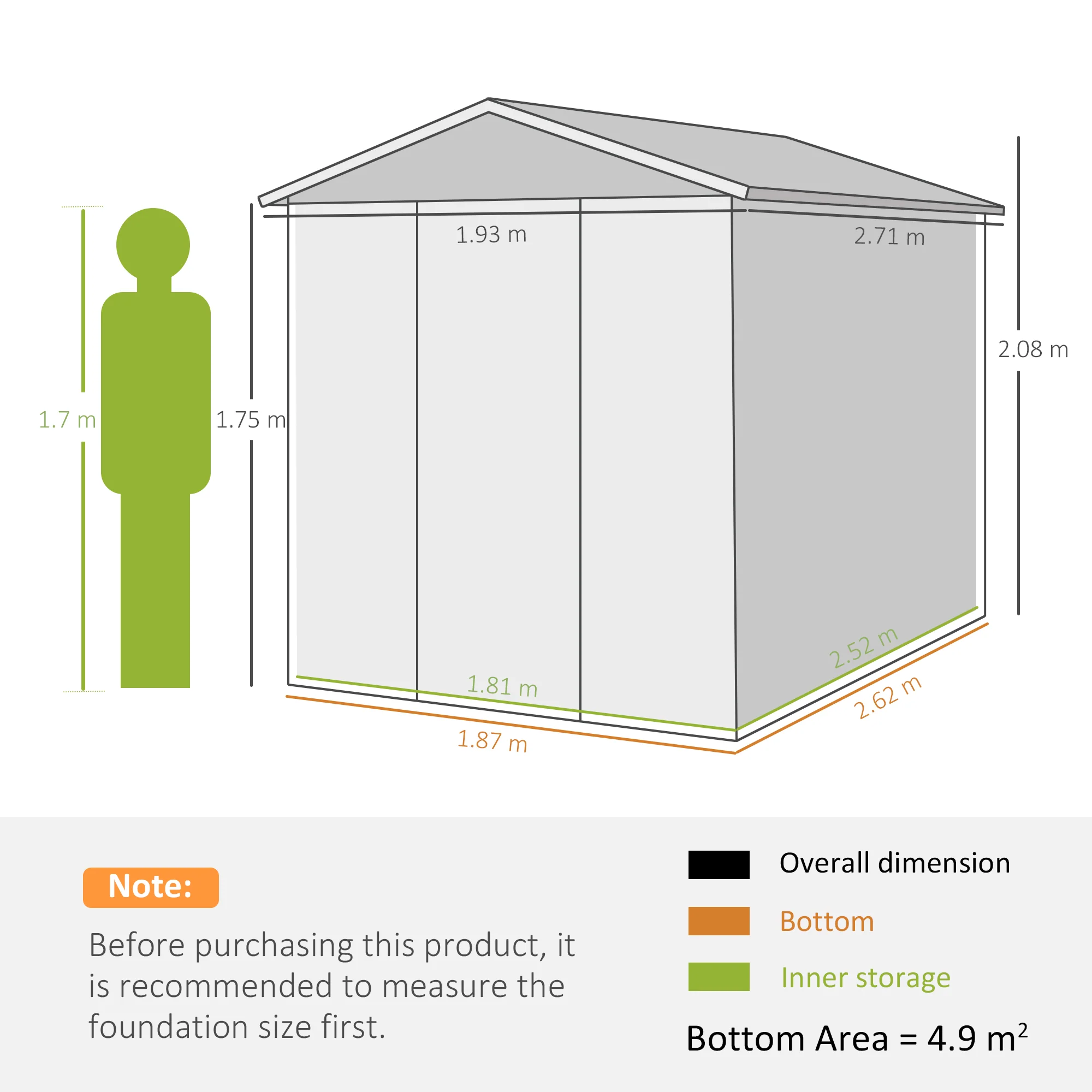 9 x 6FT Outdoor Metal Storage Shed with Window, Lockable Door for Yard, Patio, Lawn, Green - Image 5